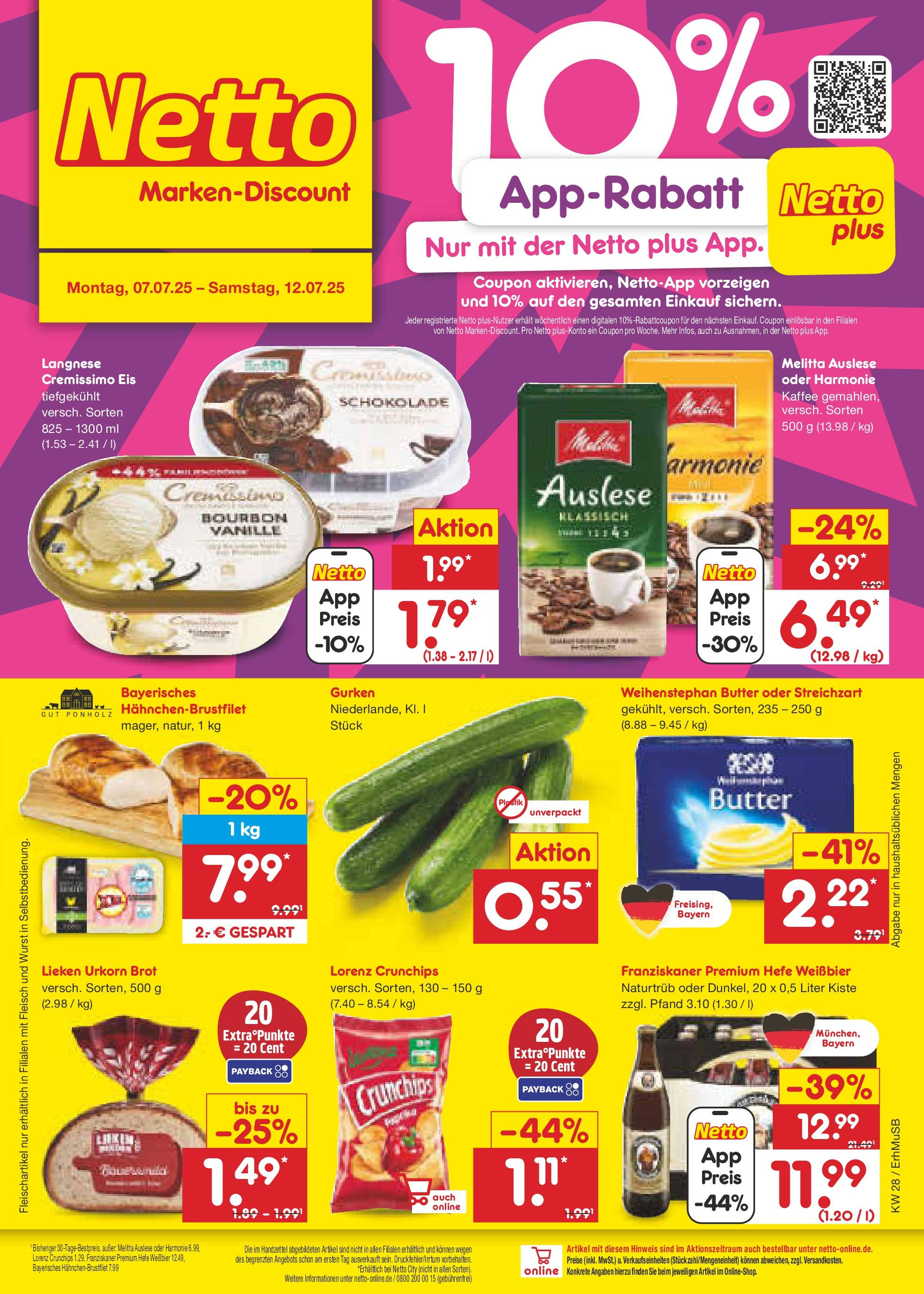 Netto Marken-Discount prospekt München (ab 07.07.2025) » Angebote | Seite: 1 | Produkte: Franziskaner, Melitta kaffee, Butter, Gurken Netto Marken-Discount prospekt München (ab 07.07.2025) » Angebote | Seite: 1 | Produkte: Franziskaner, Melitta kaffee, Butter, Gurken