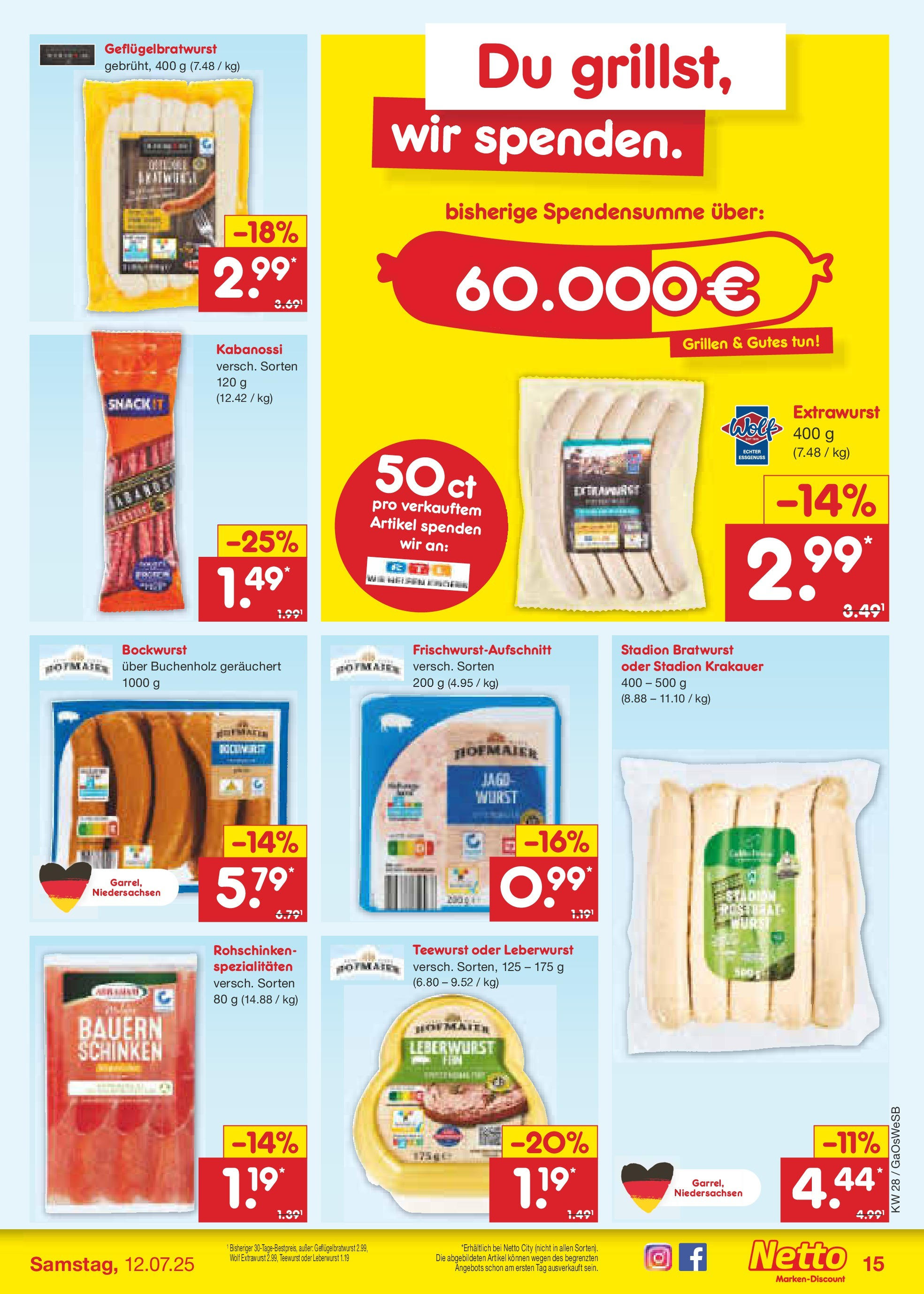 Netto Marken-Discount prospekt Moormerland (ab 07.07.2025) » Angebote | Seite: 17 | Produkte: Bockwurst, Bratwurst, Wurst Netto Marken-Discount prospekt Moormerland (ab 07.07.2025) » Angebote | Seite: 17 | Produkte: Bockwurst, Bratwurst, Wurst