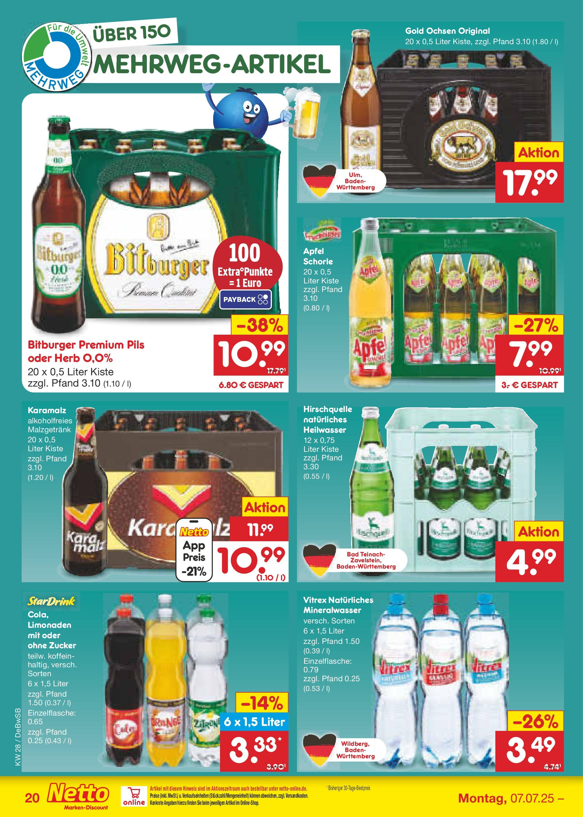 Netto Marken-Discount prospekt Waiblingen-Bittenfeld (ab 07.07.2025) » Angebote | Seite: 30 | Produkte: Bitburger, Äpfel, Mineralwasser, Apple Netto Marken-Discount prospekt Waiblingen-Bittenfeld (ab 07.07.2025) » Angebote | Seite: 30 | Produkte: Bitburger, Äpfel, Mineralwasser, Apple