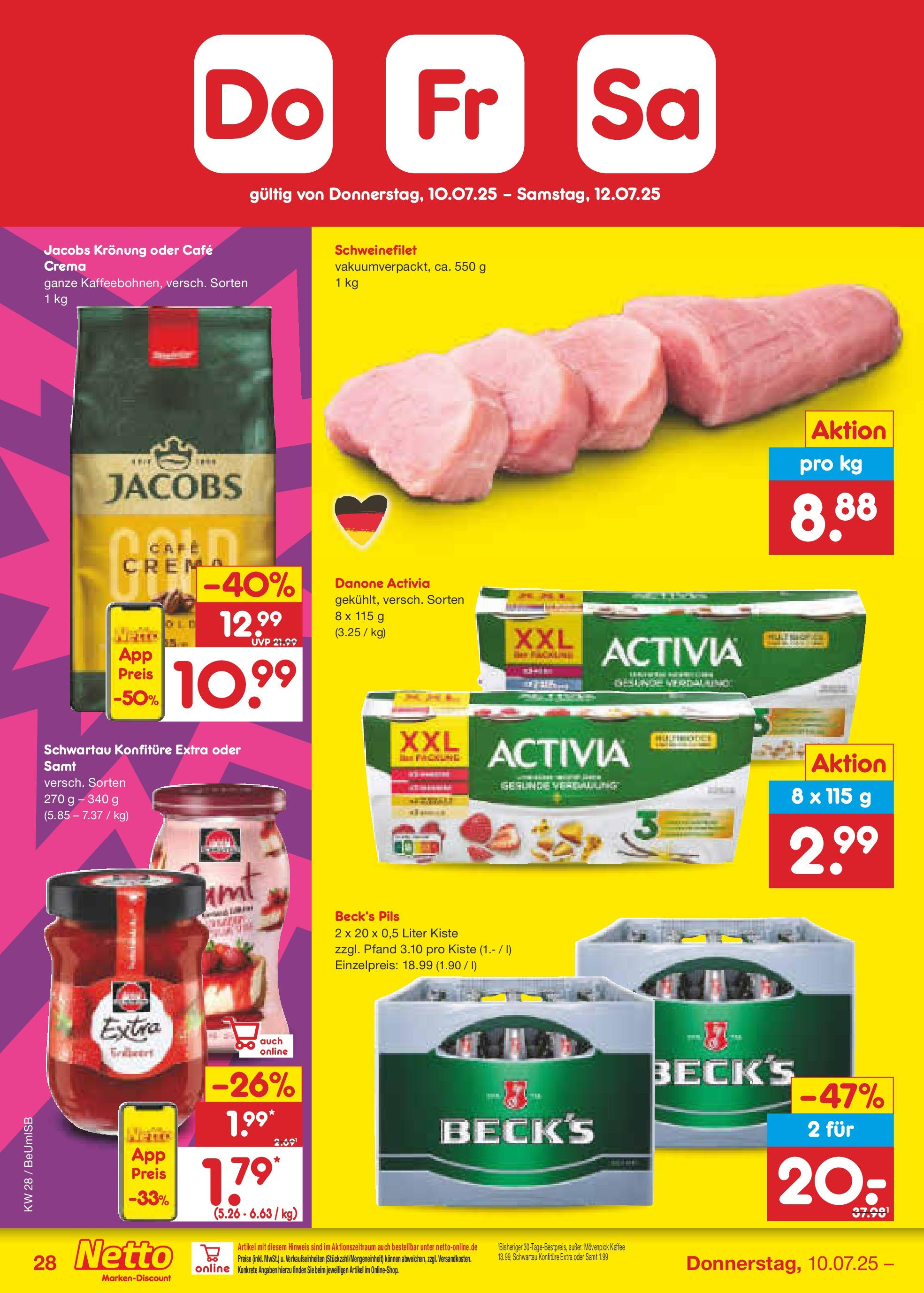 Netto Marken-Discount prospekt Kremmen (ab 07.07.2025) » Angebote | Seite: 44 | Produkte: Activia, Kaffee, Schweinefilet, Movenpick kaffee Netto Marken-Discount prospekt Kremmen (ab 07.07.2025) » Angebote | Seite: 44 | Produkte: Activia, Kaffee, Schweinefilet, Movenpick kaffee