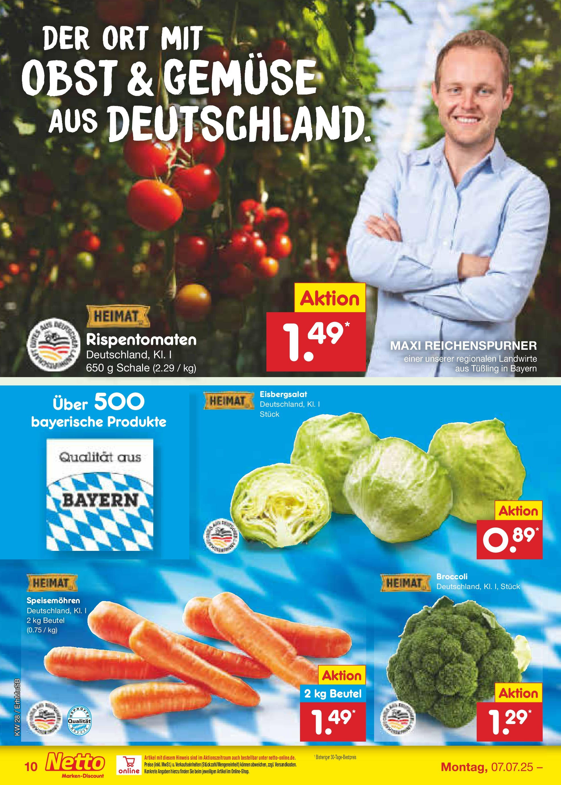 Netto Marken-Discount prospekt München (ab 07.07.2025) » Angebote | Seite: 12 | Produkte: Eisbergsalat, Gemüse, Obst Netto Marken-Discount prospekt München (ab 07.07.2025) » Angebote | Seite: 12 | Produkte: Eisbergsalat, Gemüse, Obst