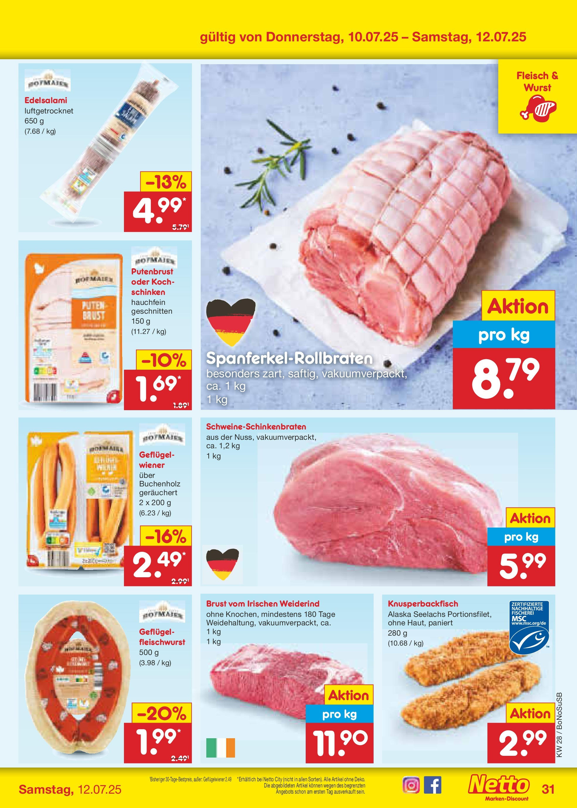 Netto Marken-Discount prospekt Stadtlohn (ab 07.07.2025) » Angebote | Seite: 47 | Produkte: Wurst, Salami, Schinken, Fleisch Netto Marken-Discount prospekt Stadtlohn (ab 07.07.2025) » Angebote | Seite: 47 | Produkte: Wurst, Salami, Schinken, Fleisch