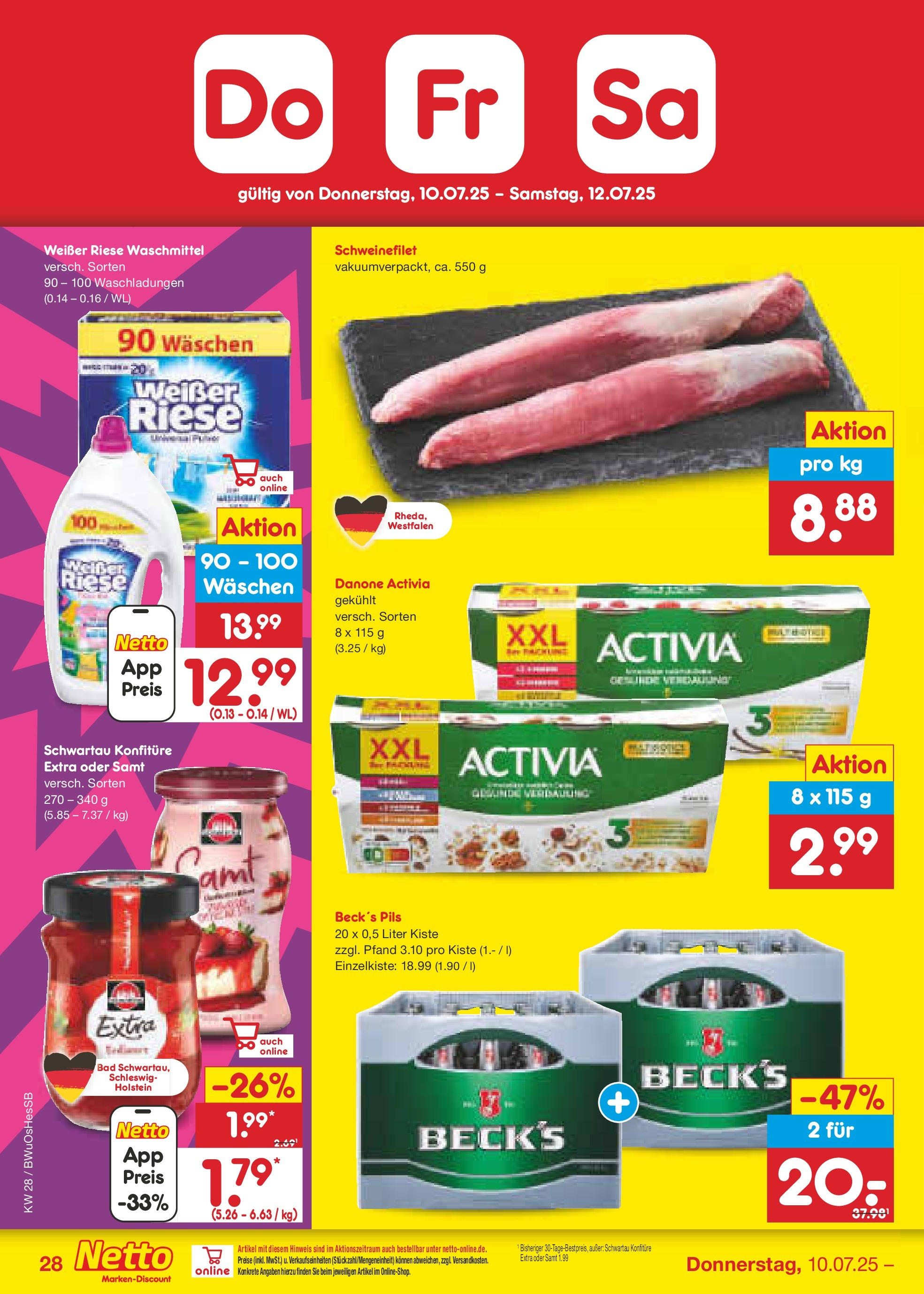 Netto Marken-Discount prospekt Osterode (ab 07.07.2025) » Angebote | Seite: 44 | Produkte: Activia, Danone activia, Schweinefilet, Waschmittel Netto Marken-Discount prospekt Osterode (ab 07.07.2025) » Angebote | Seite: 44 | Produkte: Activia, Danone activia, Schweinefilet, Waschmittel