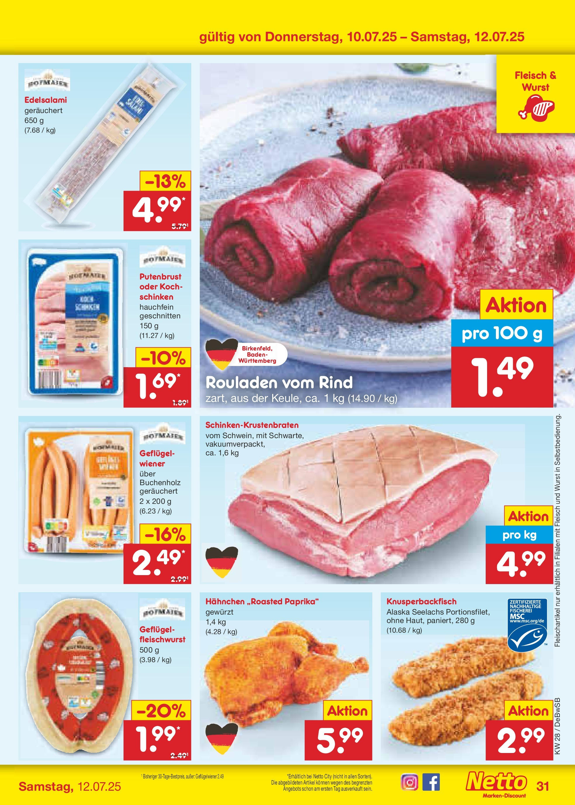 Netto Marken-Discount prospekt Waiblingen-Bittenfeld (ab 07.07.2025) » Angebote | Seite: 47 | Produkte: Hahnchen, Paprika, Salami, Schinken Netto Marken-Discount prospekt Waiblingen-Bittenfeld (ab 07.07.2025) » Angebote | Seite: 47 | Produkte: Hahnchen, Paprika, Salami, Schinken