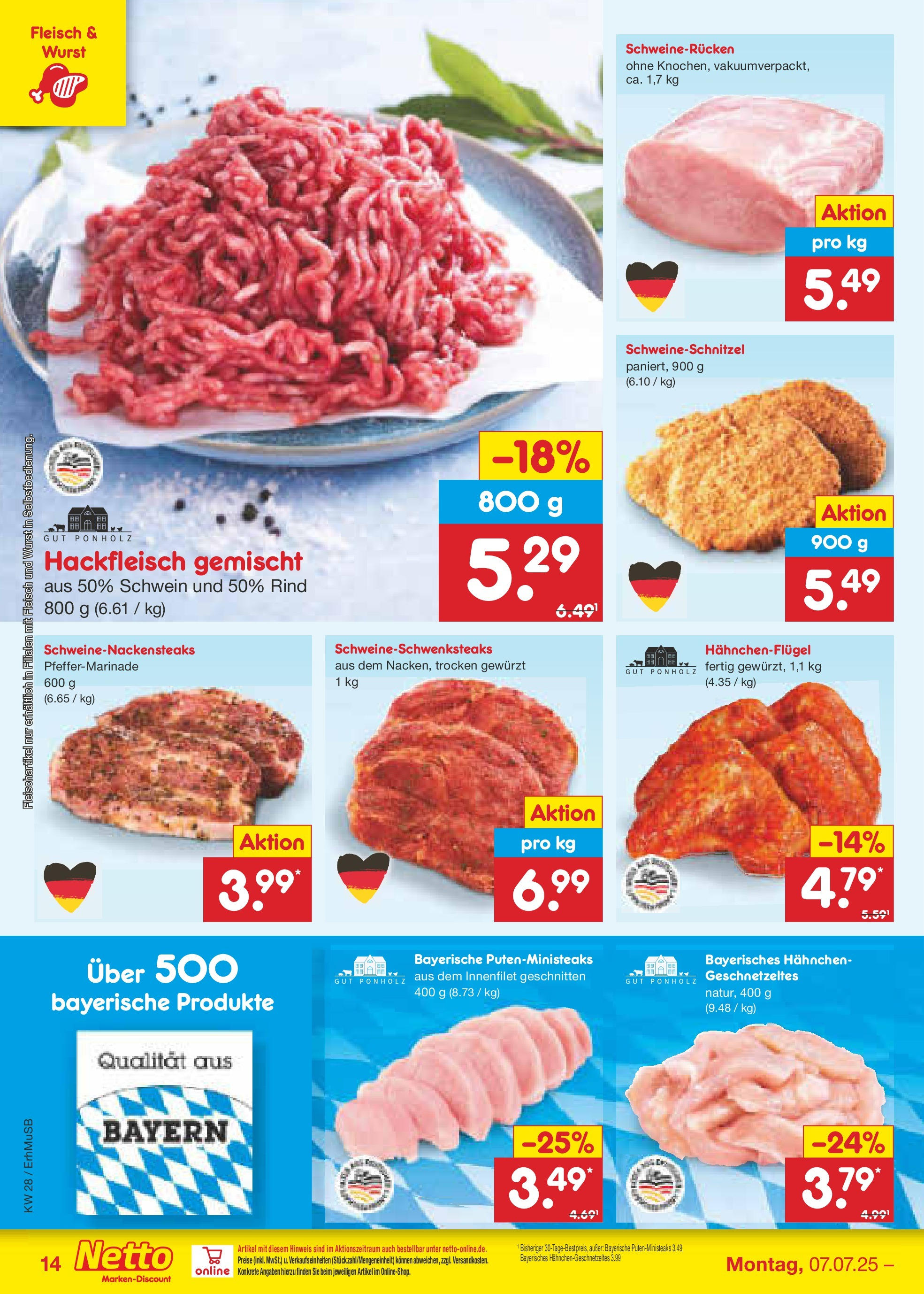 Netto Marken-Discount prospekt München (ab 07.07.2025) » Angebote | Seite: 16 | Produkte: Hahnchen, Steak, Fleisch, Hackfleisch Netto Marken-Discount prospekt München (ab 07.07.2025) » Angebote | Seite: 16 | Produkte: Hahnchen, Steak, Fleisch, Hackfleisch