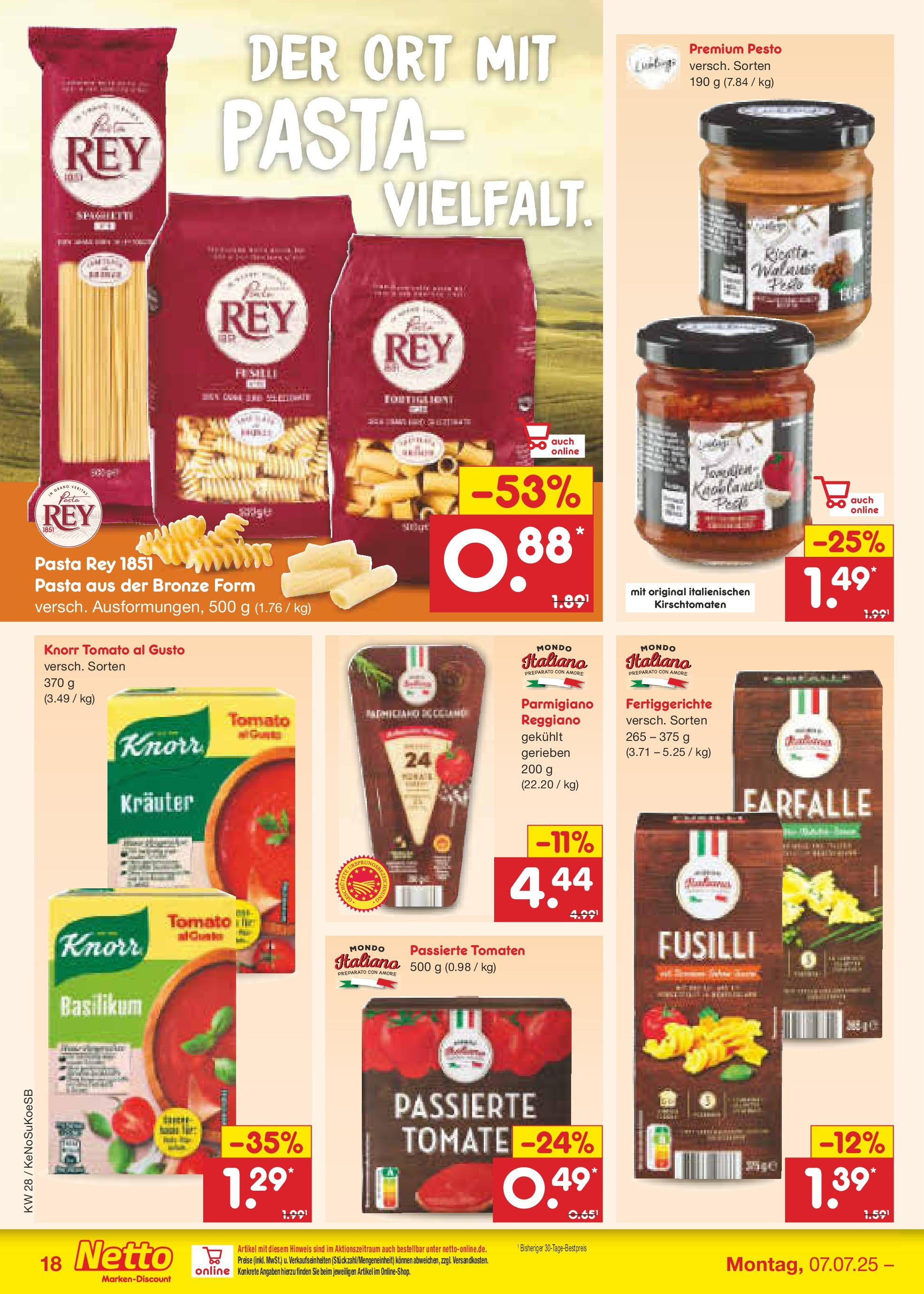 Netto Marken-Discount prospekt Kruft (ab 07.07.2025) » Angebote | Seite: 19 | Produkte: Tomaten, Knorr, Fertiggerichte, Pasta Netto Marken-Discount prospekt Kruft (ab 07.07.2025) » Angebote | Seite: 19 | Produkte: Tomaten, Knorr, Fertiggerichte, Pasta