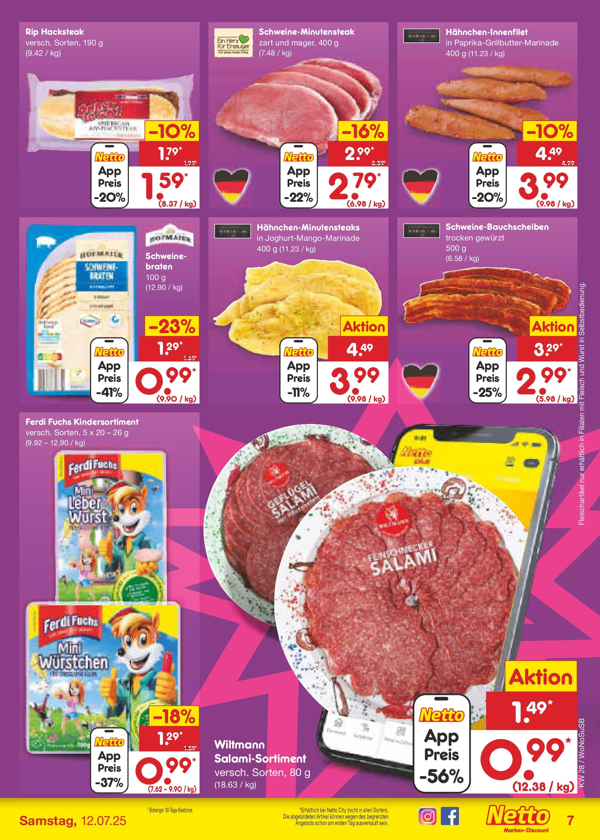 Netto Marken-Discount prospekt Lahnau	 (ab 06.07.2025) » Angebote | Seite: 9 | Produkte: Wurst, Salami, Fleisch