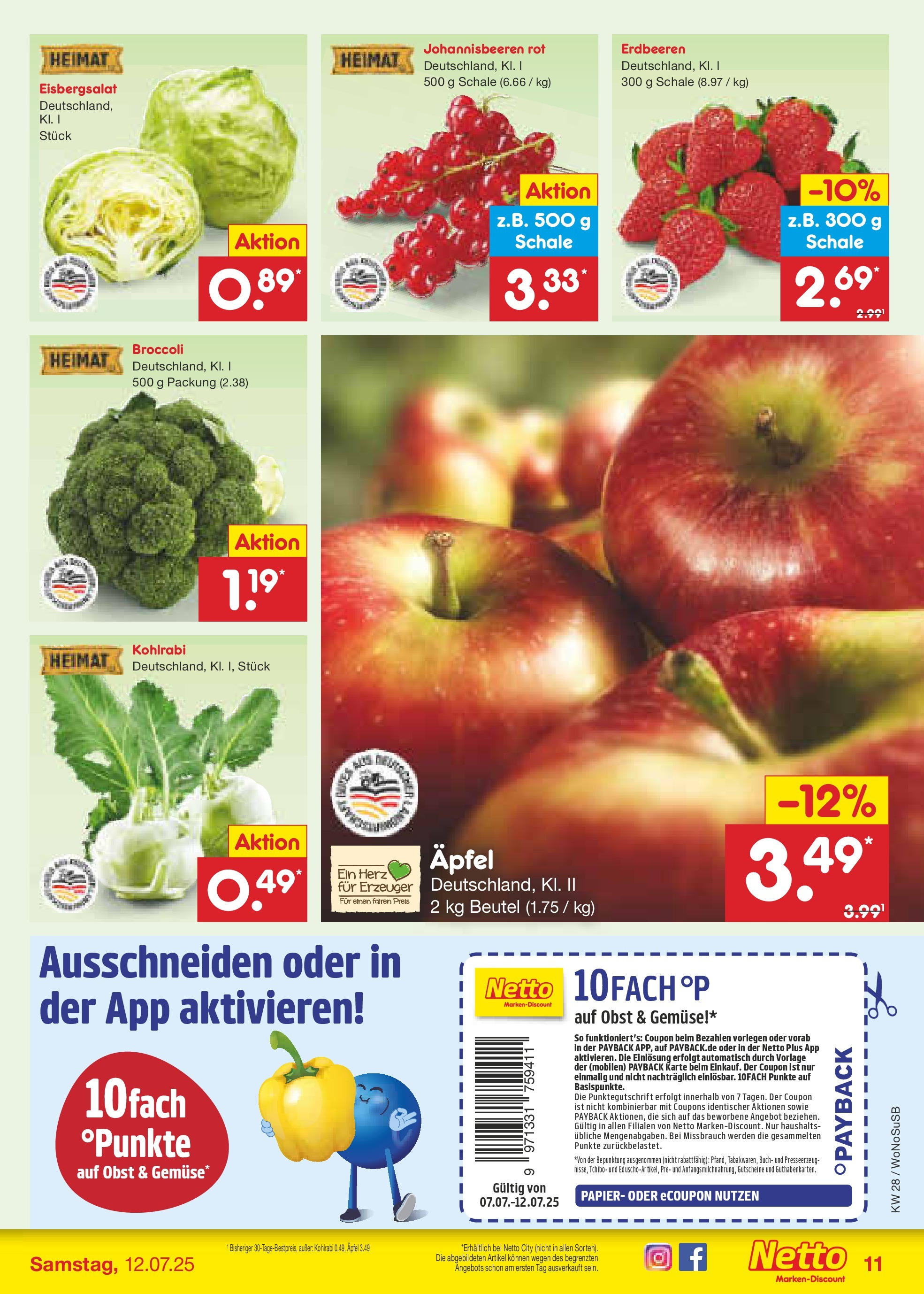 Netto Marken-Discount prospekt Lahnau	 (ab 06.07.2025) » Angebote | Seite: 13 | Produkte: Kohlrabi, Gemüse, Obst, Erdbeeren