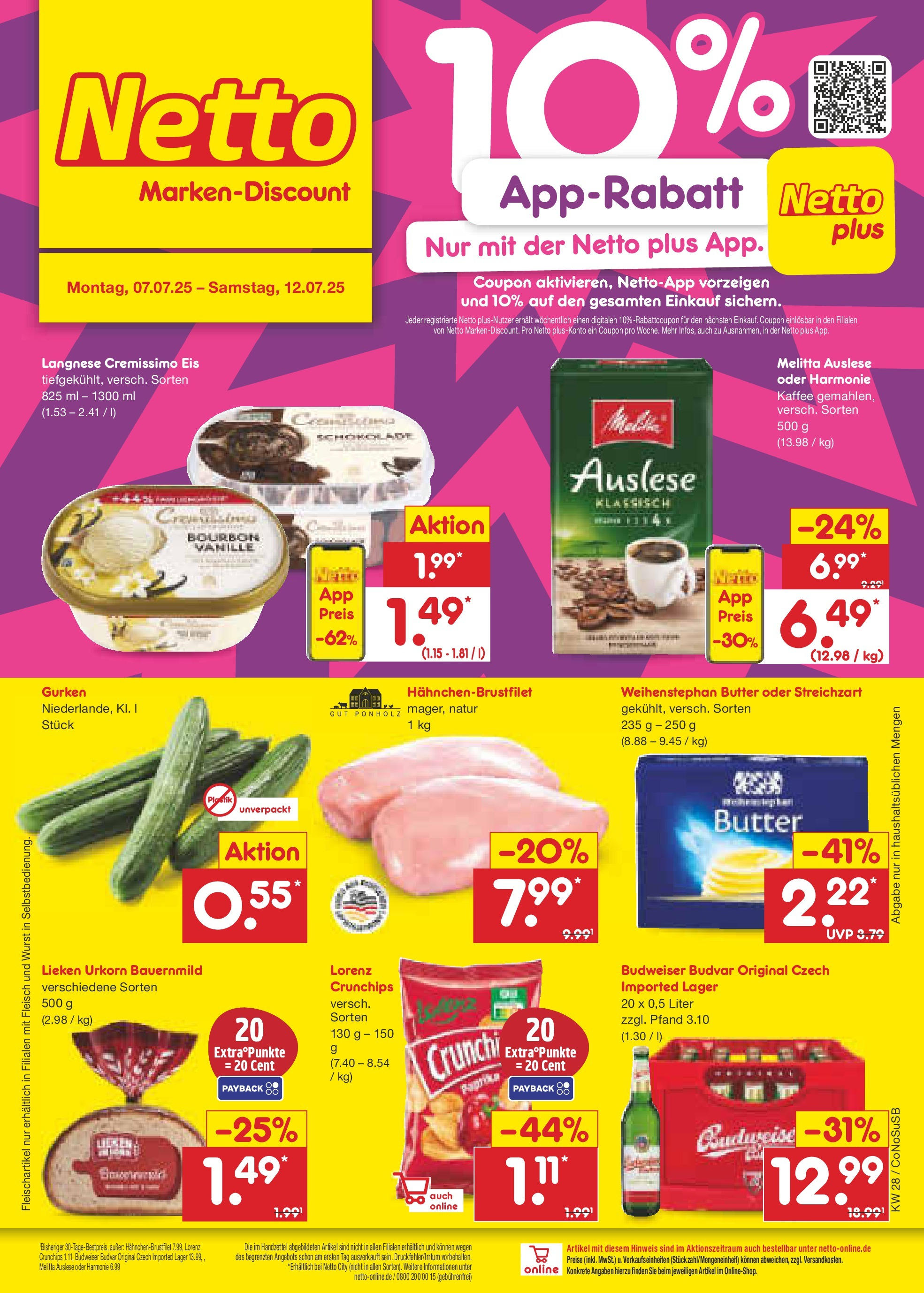 Netto Marken-Discount prospekt Kloster Lehnin (ab 07.07.2025) » Angebote | Seite: 1 | Produkte: Melitta, Langnese, Cremissimo, Lorenz crunchips Netto Marken-Discount prospekt Kloster Lehnin (ab 07.07.2025) » Angebote | Seite: 1 | Produkte: Melitta, Langnese, Cremissimo, Lorenz crunchips