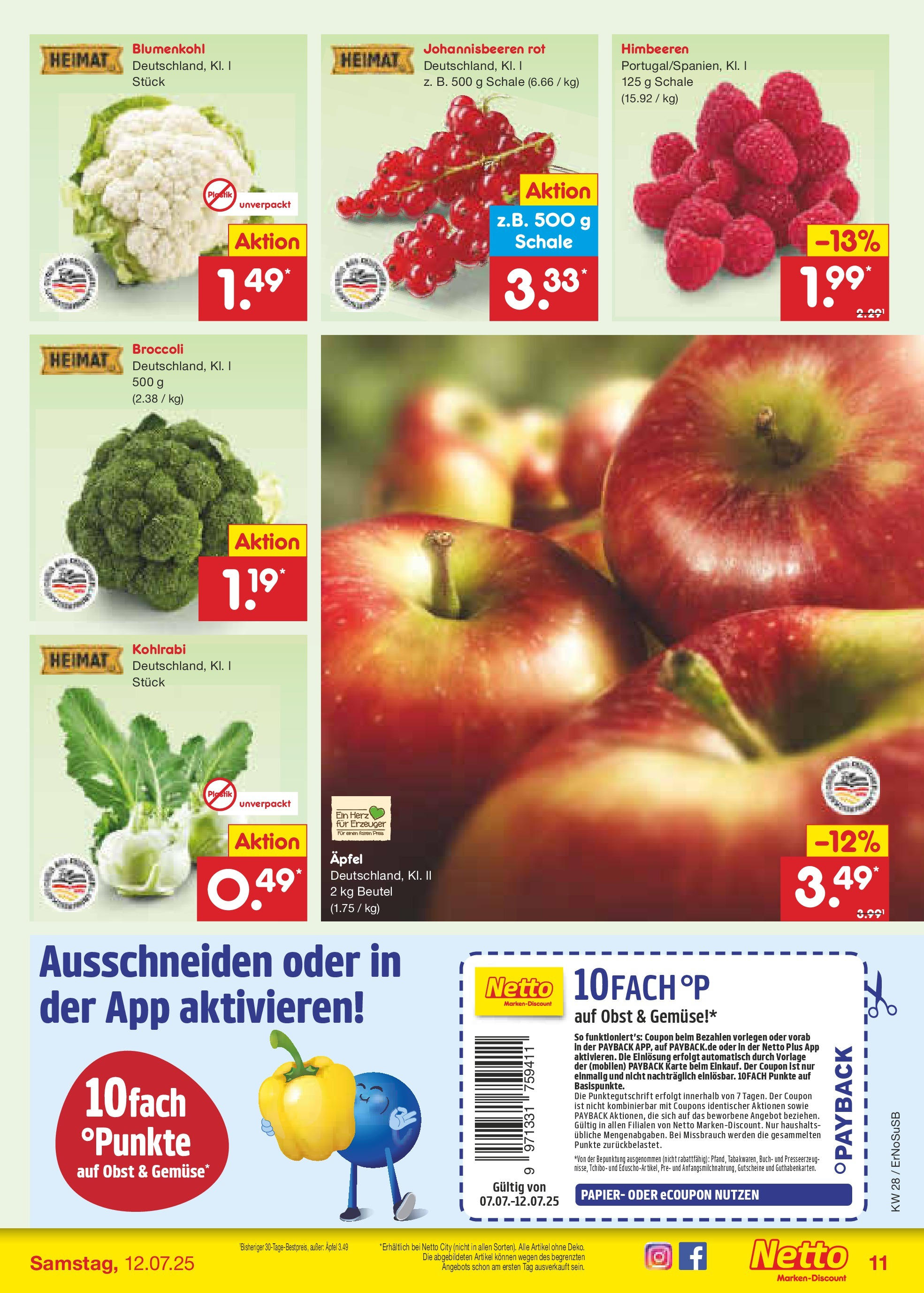 Netto Marken-Discount prospekt Nordhausen (ab 07.07.2025) » Angebote | Seite: 13 | Produkte: Himbeeren, Kohlrabi, Gemüse, Obst Netto Marken-Discount prospekt Nordhausen (ab 07.07.2025) » Angebote | Seite: 13 | Produkte: Himbeeren, Kohlrabi, Gemüse, Obst