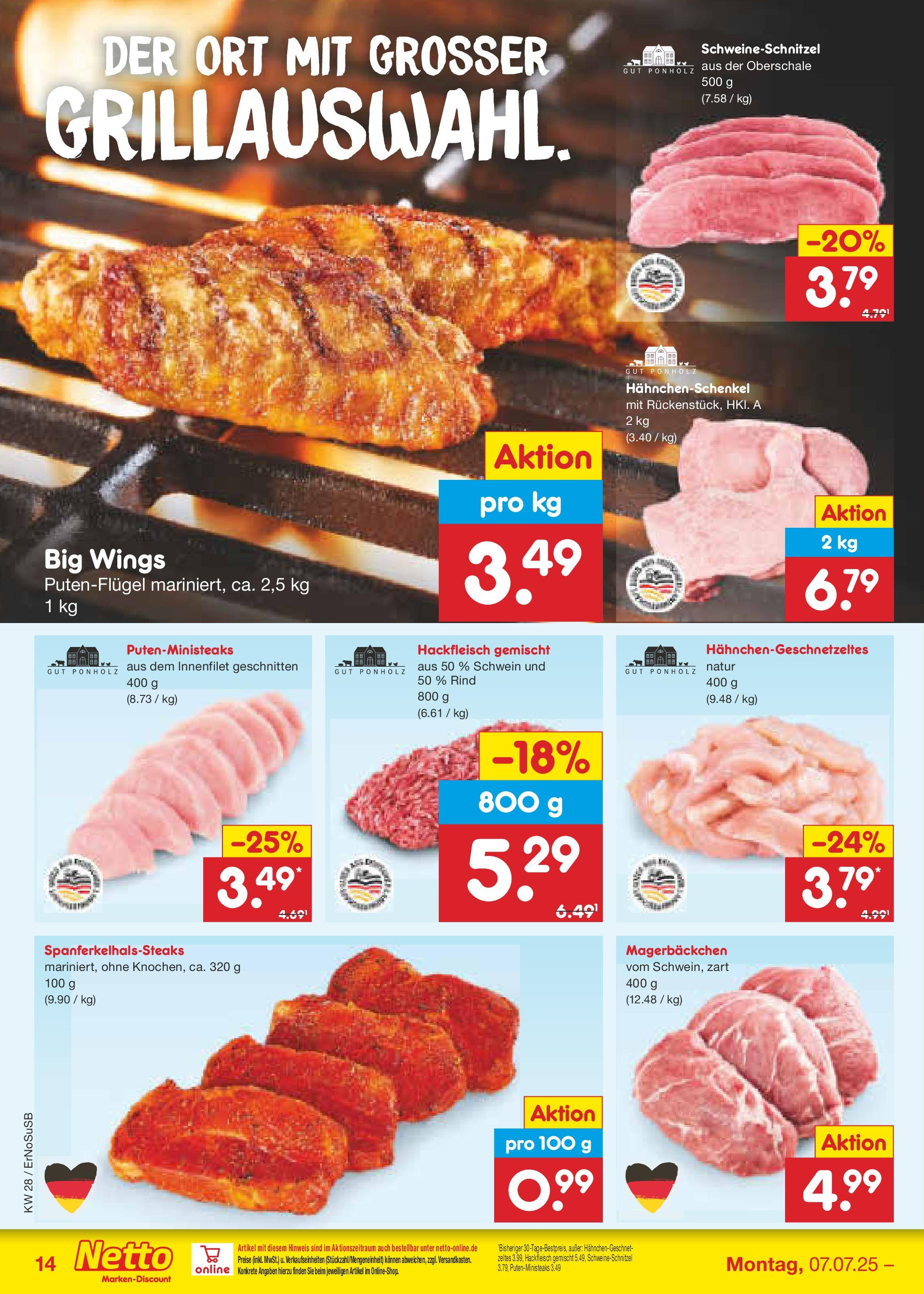 Netto Marken-Discount prospekt Nordhausen (ab 07.07.2025) » Angebote | Seite: 16 | Produkte: Hahnchenschenkel, Schnitzel, Hackfleisch Netto Marken-Discount prospekt Nordhausen (ab 07.07.2025) » Angebote | Seite: 16 | Produkte: Hahnchenschenkel, Schnitzel, Hackfleisch