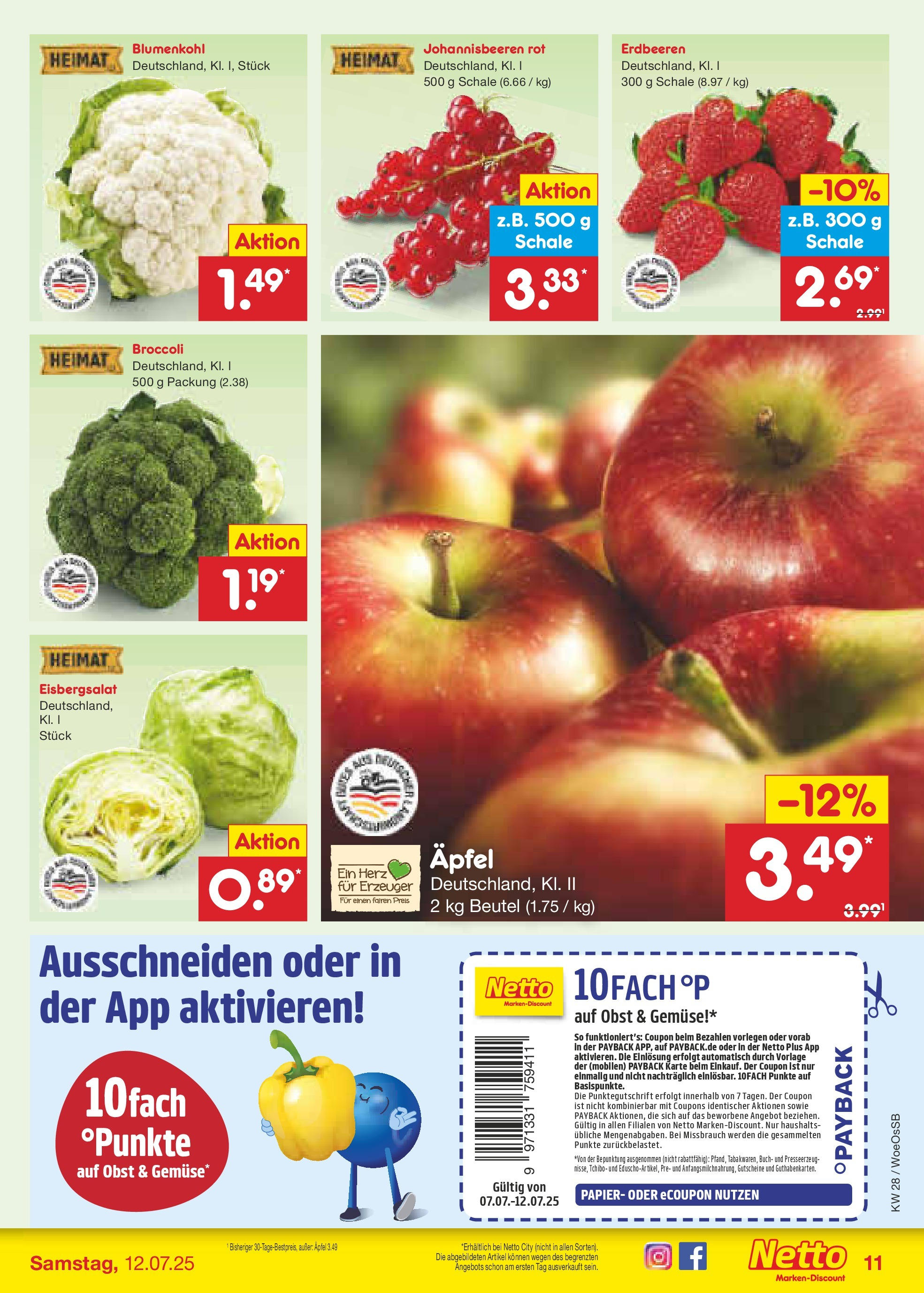 Netto Marken-Discount prospekt Gemmingen (ab 07.07.2025) » Angebote | Seite: 13 | Produkte: Äpfel, Eisbergsalat, Obst, Blumenkohl Netto Marken-Discount prospekt Gemmingen (ab 07.07.2025) » Angebote | Seite: 13 | Produkte: Äpfel, Eisbergsalat, Obst, Blumenkohl