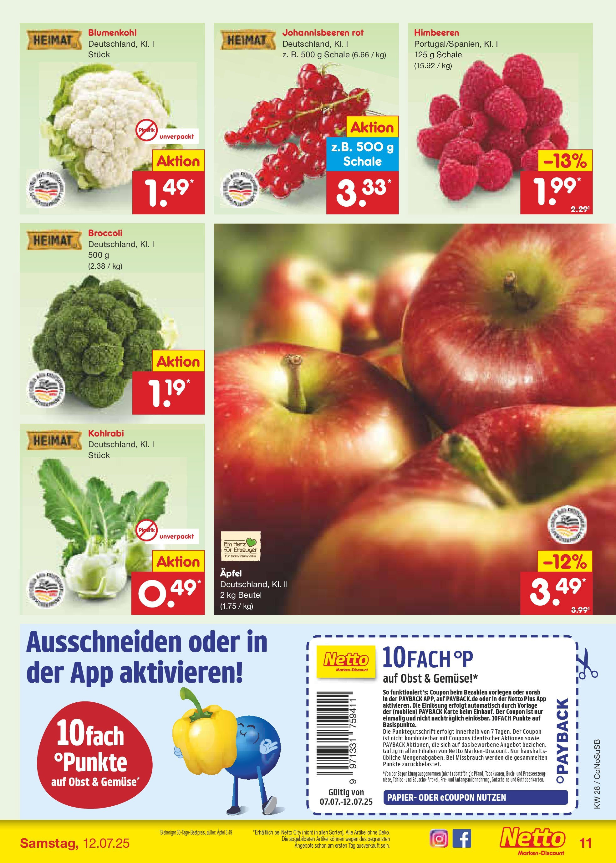 Netto Marken-Discount prospekt Kloster Lehnin (ab 07.07.2025) » Angebote | Seite: 13 | Produkte: Kohlrabi, Äpfel, Gemüse, Obst Netto Marken-Discount prospekt Kloster Lehnin (ab 07.07.2025) » Angebote | Seite: 13 | Produkte: Kohlrabi, Äpfel, Gemüse, Obst