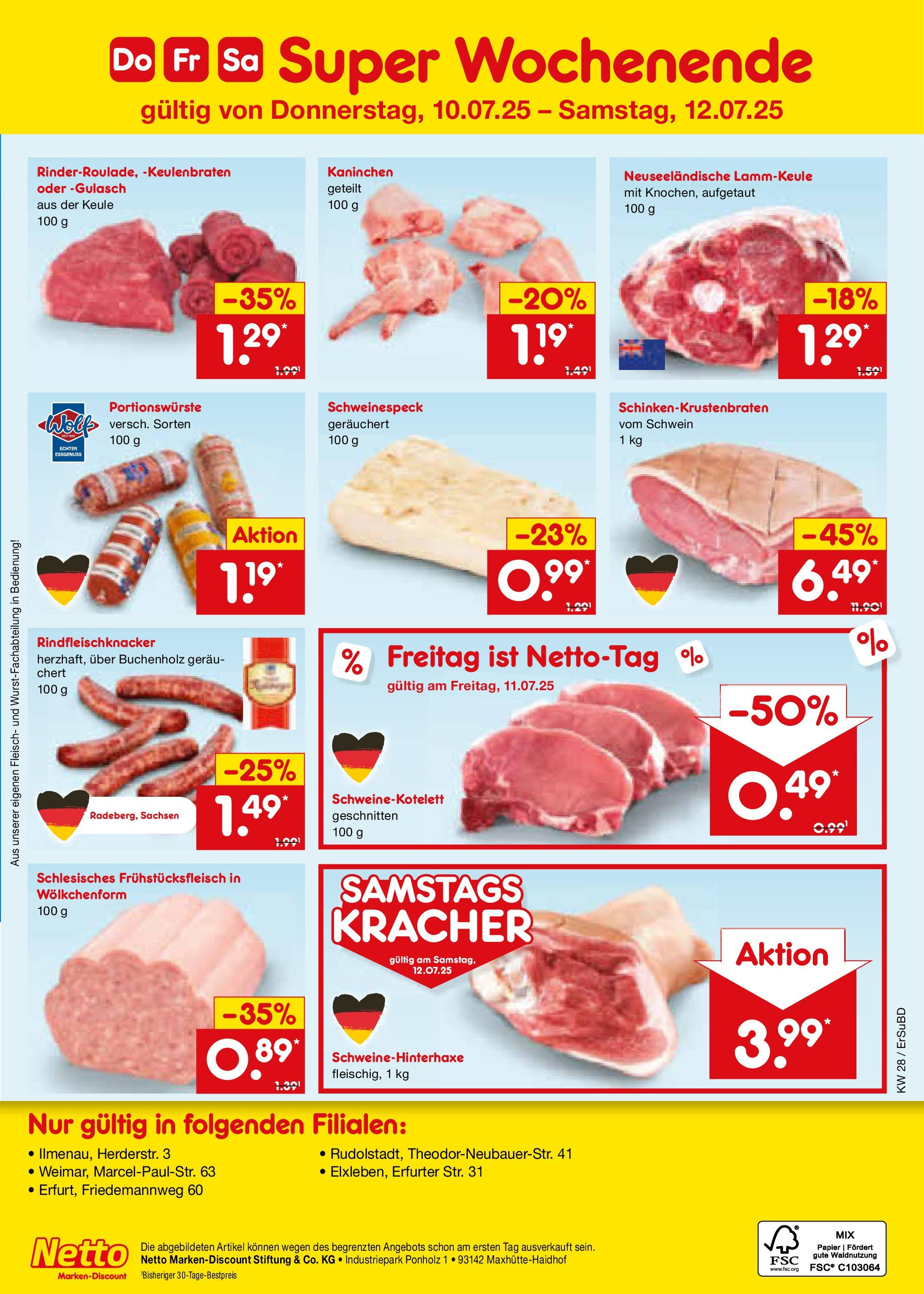 Netto Marken-Discount prospekt Nordhausen (ab 07.07.2025) » Angebote | Seite: 23 | Produkte: Lammkeule, Kaninchen, Gulasch, Fleisch Netto Marken-Discount prospekt Nordhausen (ab 07.07.2025) » Angebote | Seite: 23 | Produkte: Lammkeule, Kaninchen, Gulasch, Fleisch