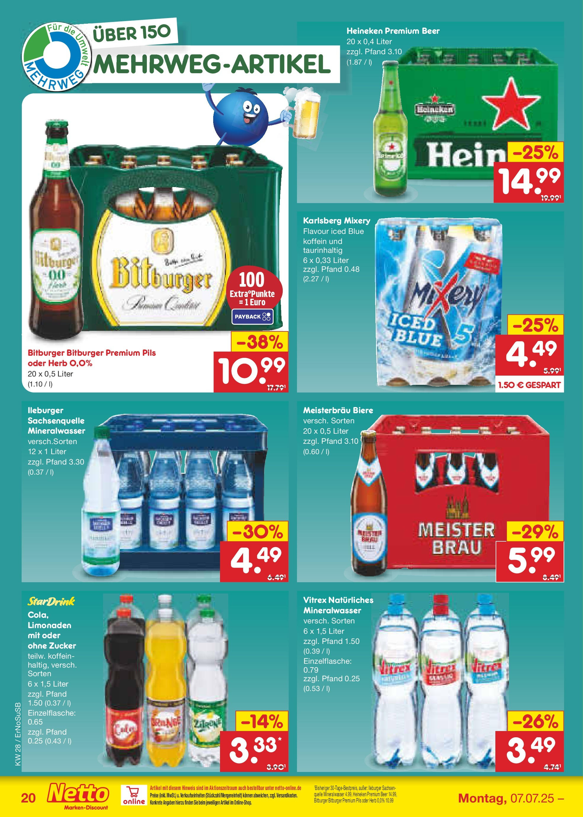 Netto Marken-Discount prospekt Nordhausen (ab 07.07.2025) » Angebote | Seite: 36 | Produkte: Bitburger, Mineralwasser, Heineken, Zucker Netto Marken-Discount prospekt Nordhausen (ab 07.07.2025) » Angebote | Seite: 36 | Produkte: Bitburger, Mineralwasser, Heineken, Zucker