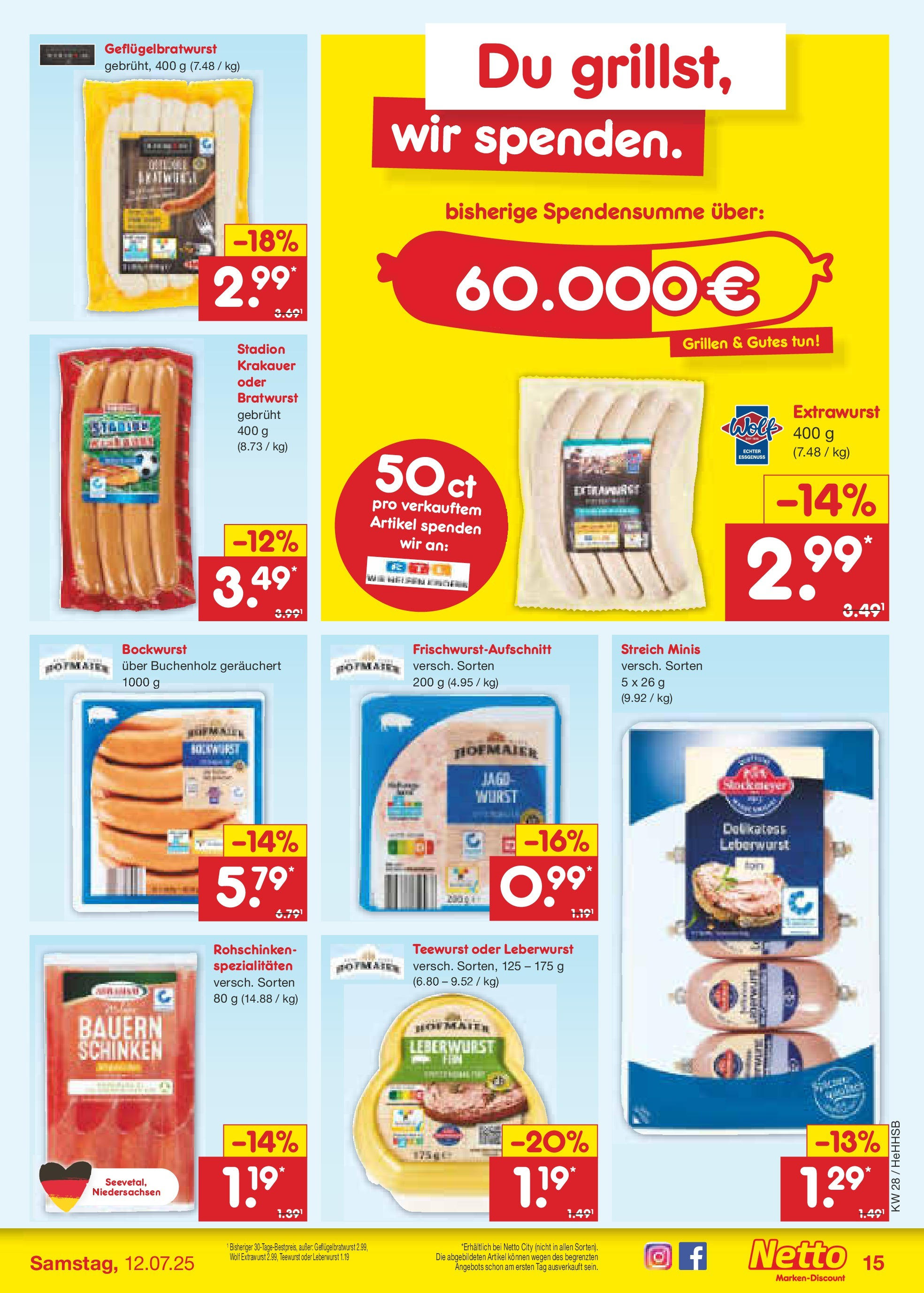 Netto Marken-Discount prospekt Hamburg (ab 07.07.2025) » Angebote | Seite: 17 | Produkte: Bockwurst, Bratwurst, Wurst, Schinken Netto Marken-Discount prospekt Hamburg (ab 07.07.2025) » Angebote | Seite: 17 | Produkte: Bockwurst, Bratwurst, Wurst, Schinken