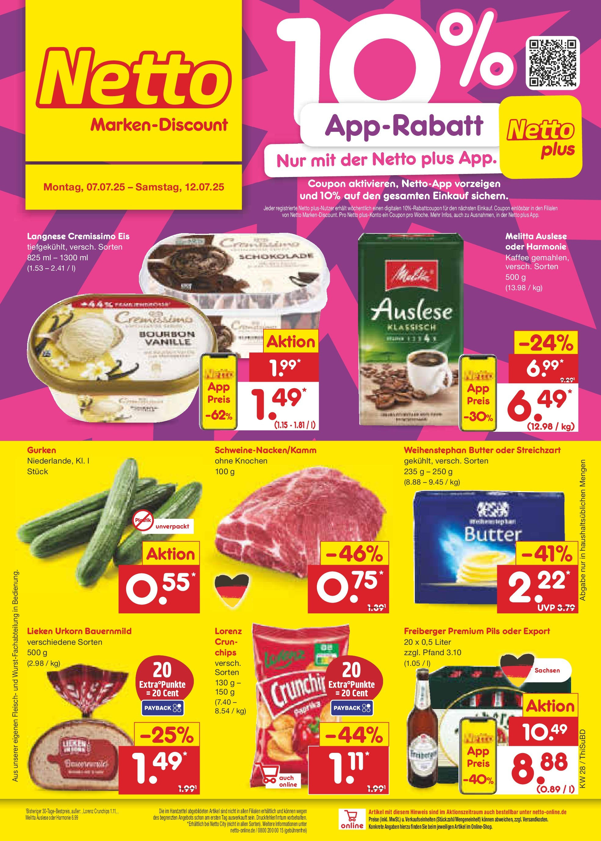 Netto Marken-Discount prospekt Thiendorf (ab 07.07.2025) » Angebote | Seite: 1 | Produkte: Melitta, Melitta kaffee, Chips, Eis Netto Marken-Discount prospekt Thiendorf (ab 07.07.2025) » Angebote | Seite: 1 | Produkte: Melitta, Melitta kaffee, Chips, Eis