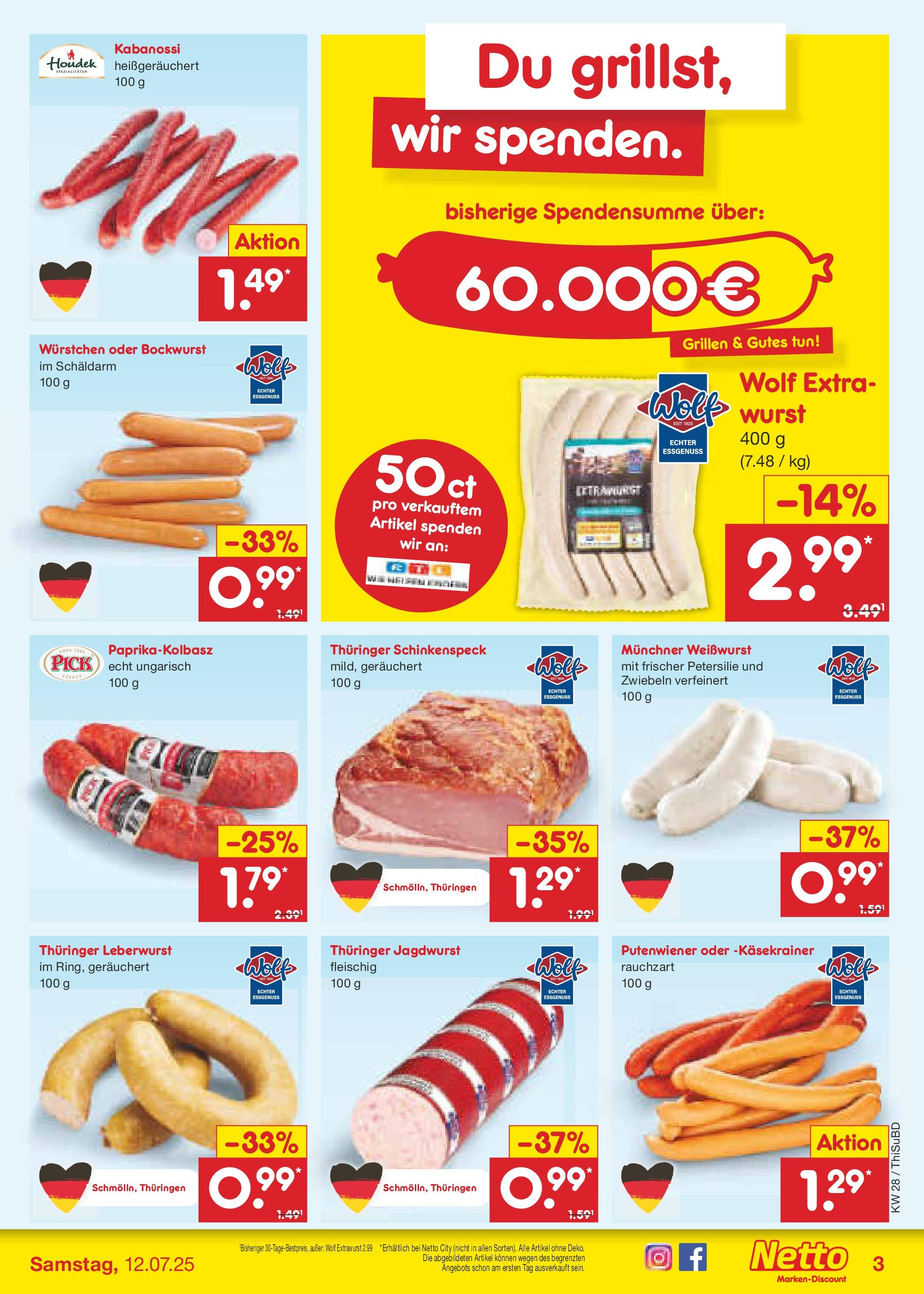 Netto Marken-Discount prospekt Thiendorf (ab 07.07.2025) » Angebote | Seite: 3 | Produkte: Bockwurst, Weißwurst, Wurst, Petersilie Netto Marken-Discount prospekt Thiendorf (ab 07.07.2025) » Angebote | Seite: 3 | Produkte: Bockwurst, Weißwurst, Wurst, Petersilie