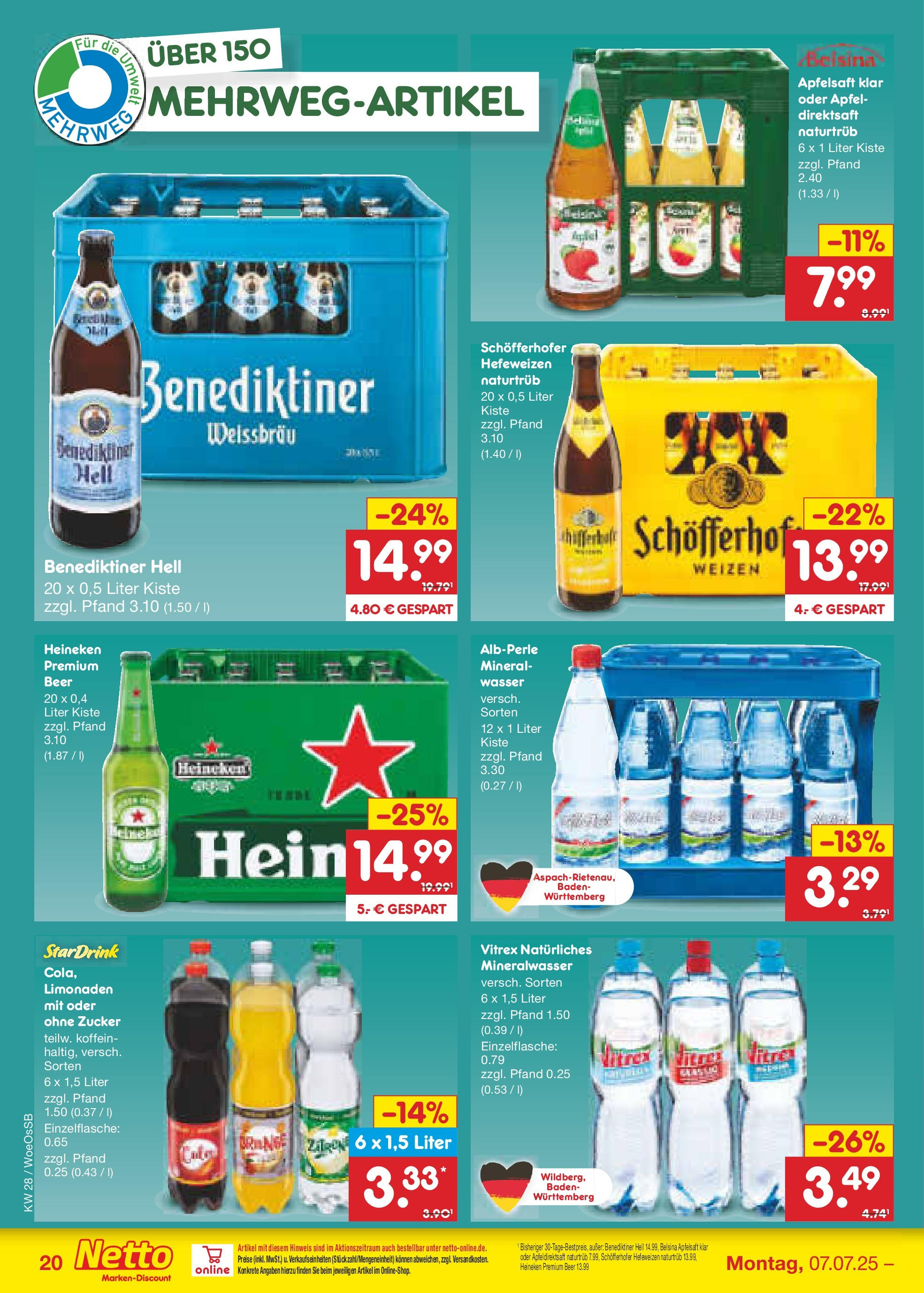 Netto Marken-Discount prospekt Gemmingen (ab 07.07.2025) » Angebote | Seite: 30 | Produkte: Mineralwasser, Apple, Wasser, Zucker Netto Marken-Discount prospekt Gemmingen (ab 07.07.2025) » Angebote | Seite: 30 | Produkte: Mineralwasser, Apple, Wasser, Zucker
