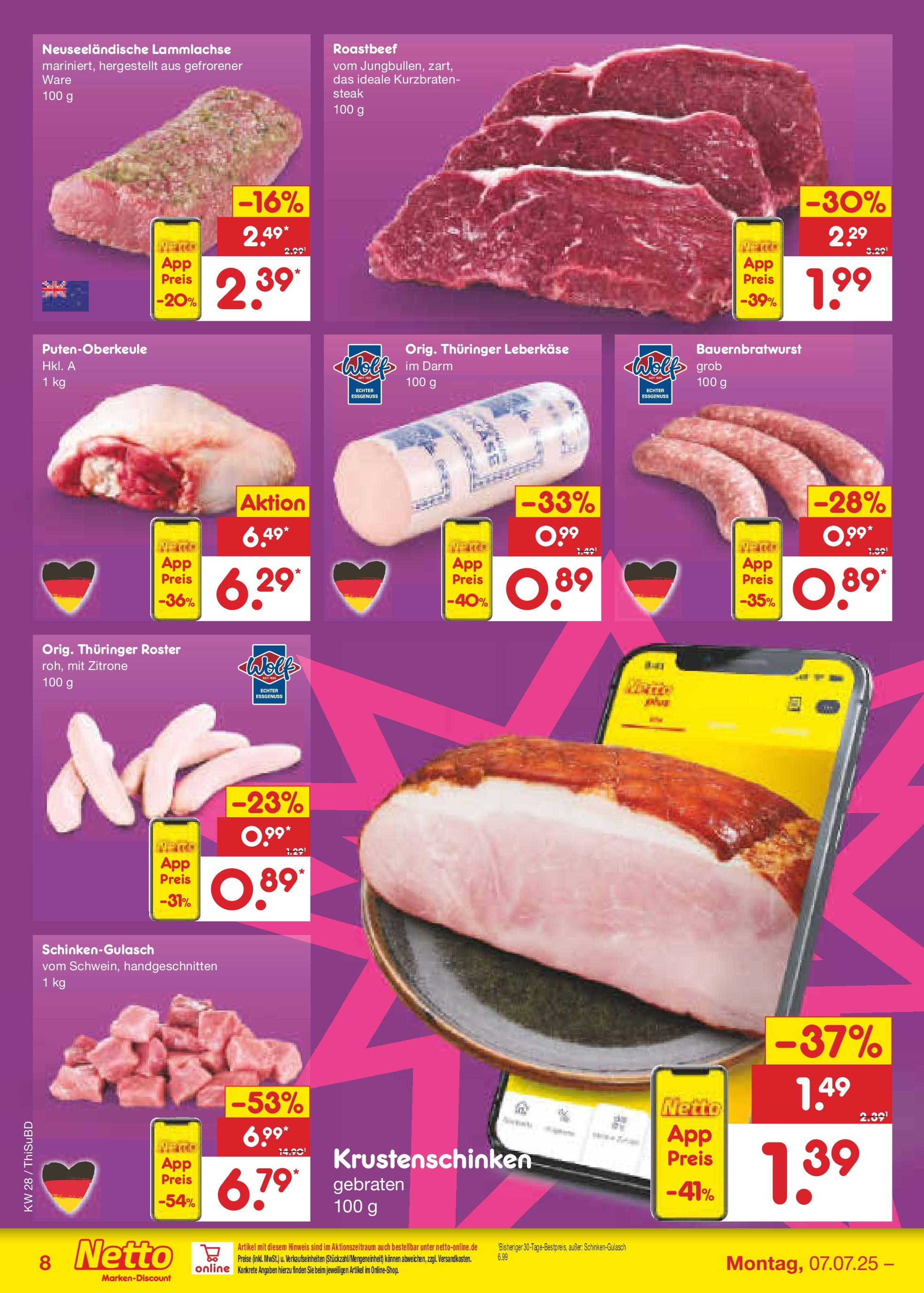Netto Marken-Discount prospekt Thiendorf (ab 07.07.2025) » Angebote | Seite: 10 | Produkte: Roastbeef, Zitrone, Steak, Leberkase Netto Marken-Discount prospekt Thiendorf (ab 07.07.2025) » Angebote | Seite: 10 | Produkte: Roastbeef, Zitrone, Steak, Leberkase