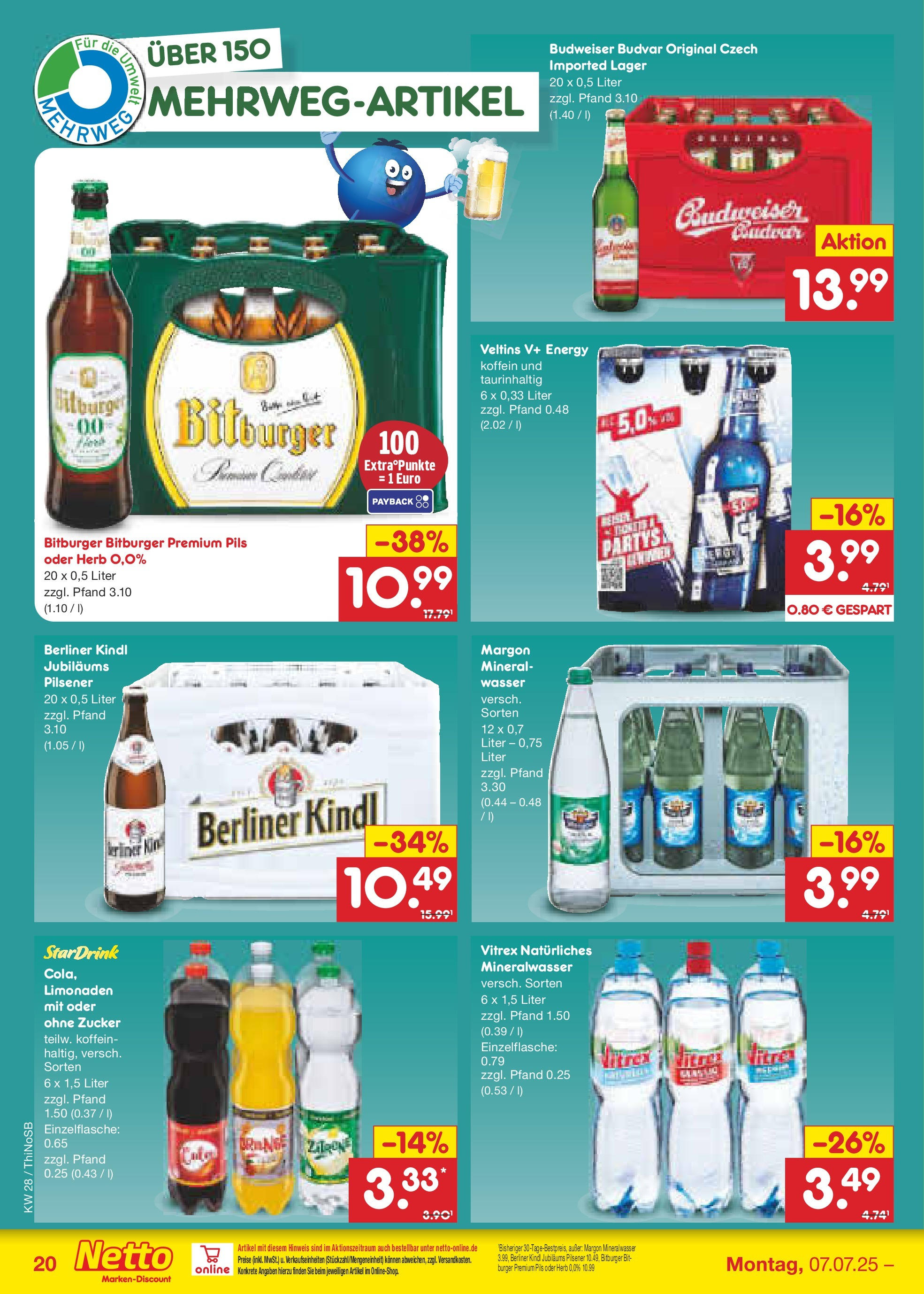 Netto Marken-Discount prospekt Spremberg (ab 07.07.2025) » Angebote | Seite: 30 | Produkte: Berliner, Mineralwasser, Wasser, Budweiser Netto Marken-Discount prospekt Spremberg (ab 07.07.2025) » Angebote | Seite: 30 | Produkte: Berliner, Mineralwasser, Wasser, Budweiser