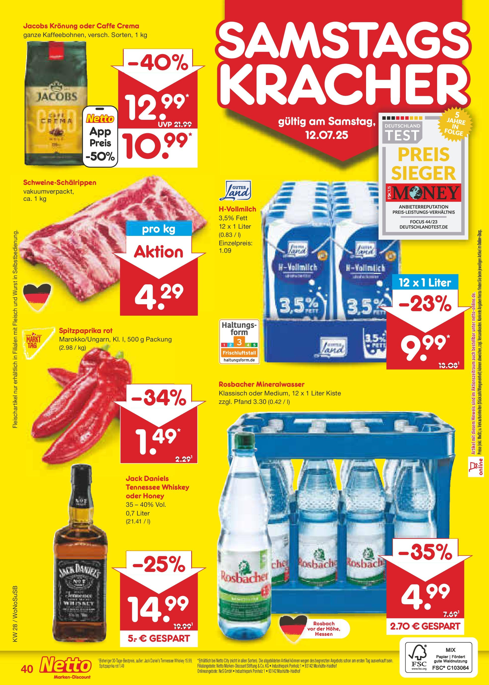 Netto Marken-Discount prospekt Lahnau	 (ab 06.07.2025) » Angebote | Seite: 58 | Produkte: Mineralwasser, Wurst, Fleisch, Whiskey