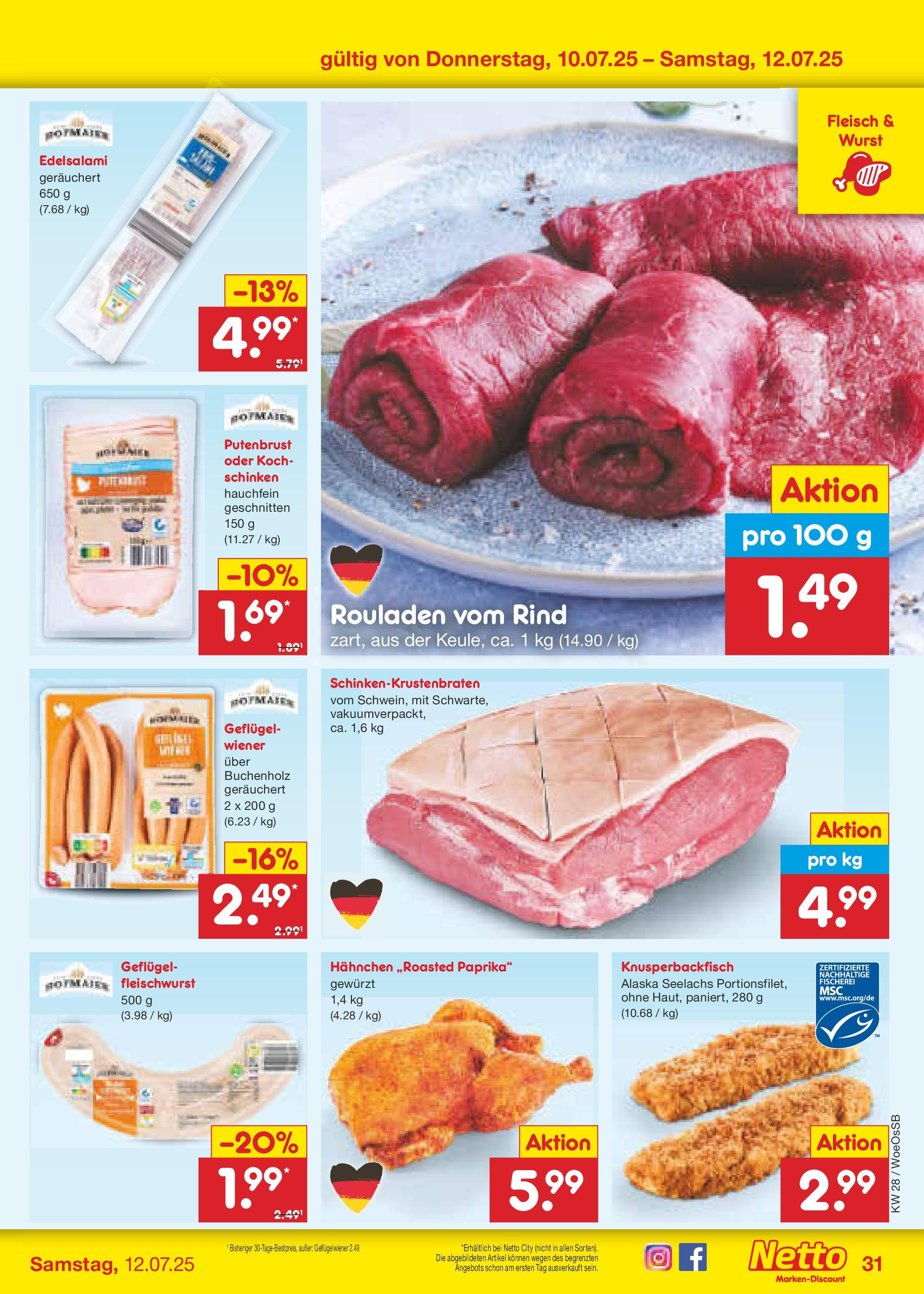 Netto Marken-Discount prospekt Gemmingen (ab 07.07.2025) » Angebote | Seite: 47 | Produkte: Hahnchen, Paprika, Wurst, Fleisch Netto Marken-Discount prospekt Gemmingen (ab 07.07.2025) » Angebote | Seite: 47 | Produkte: Hahnchen, Paprika, Wurst, Fleisch