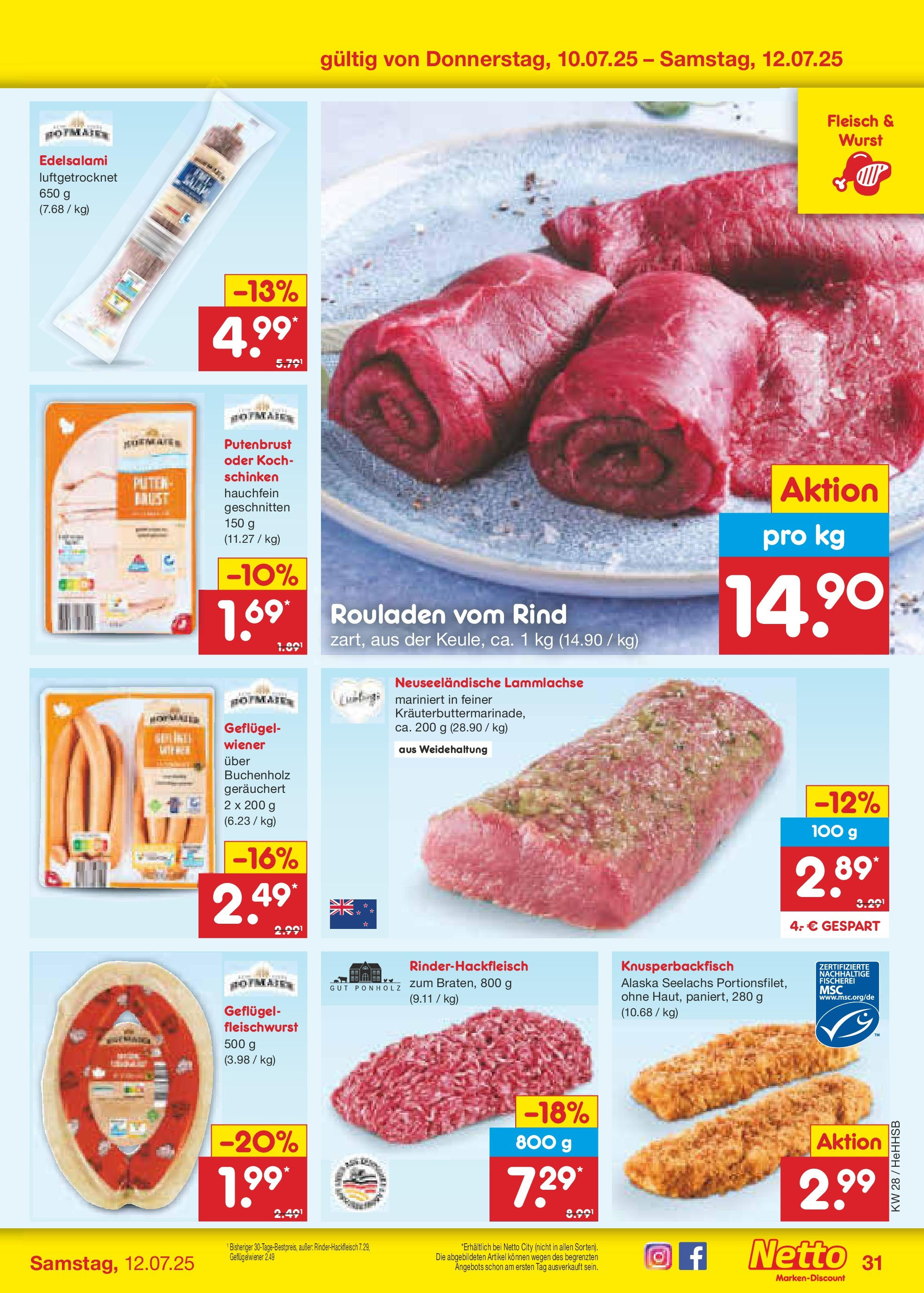 Netto Marken-Discount prospekt Hamburg (ab 07.07.2025) » Angebote | Seite: 47 | Produkte: Wurst, Salami, Schinken, Fleisch Netto Marken-Discount prospekt Hamburg (ab 07.07.2025) » Angebote | Seite: 47 | Produkte: Wurst, Salami, Schinken, Fleisch