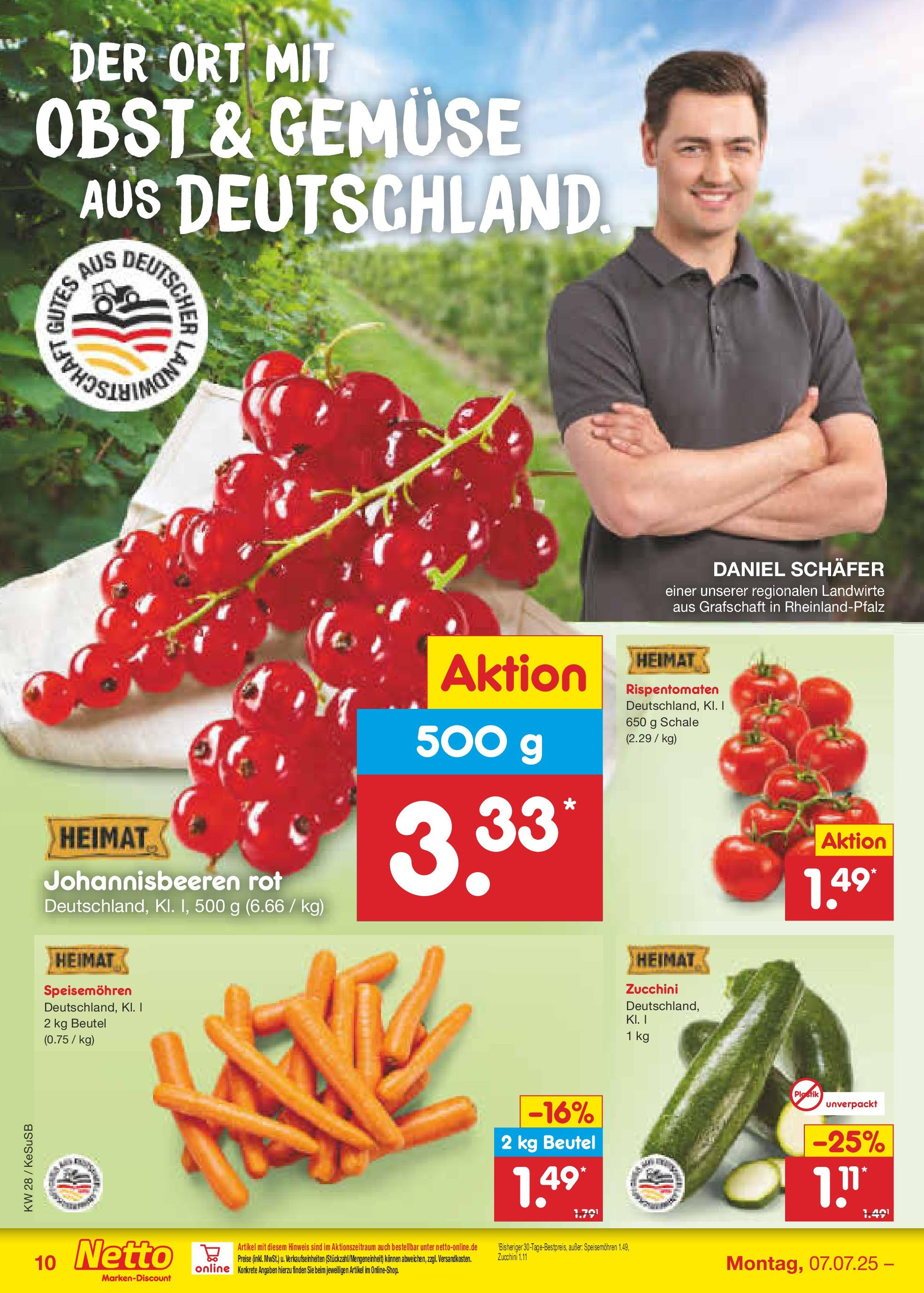 Netto Marken-Discount prospekt Kruft (ab 07.07.2025) » Angebote | Seite: 11 | Produkte: Gemüse, Obst, Zucchini Netto Marken-Discount prospekt Kruft (ab 07.07.2025) » Angebote | Seite: 11 | Produkte: Gemüse, Obst, Zucchini