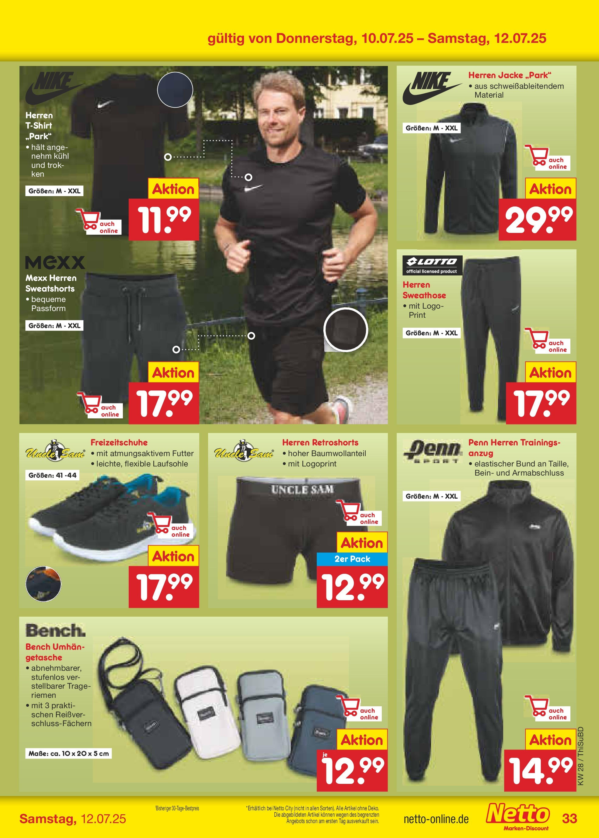 Netto Marken-Discount prospekt Thiendorf (ab 07.07.2025) » Angebote | Seite: 49 | Produkte: Sweathose, T-Shirt, Sweatshorts, Jacke Netto Marken-Discount prospekt Thiendorf (ab 07.07.2025) » Angebote | Seite: 49 | Produkte: Sweathose, T-Shirt, Sweatshorts, Jacke