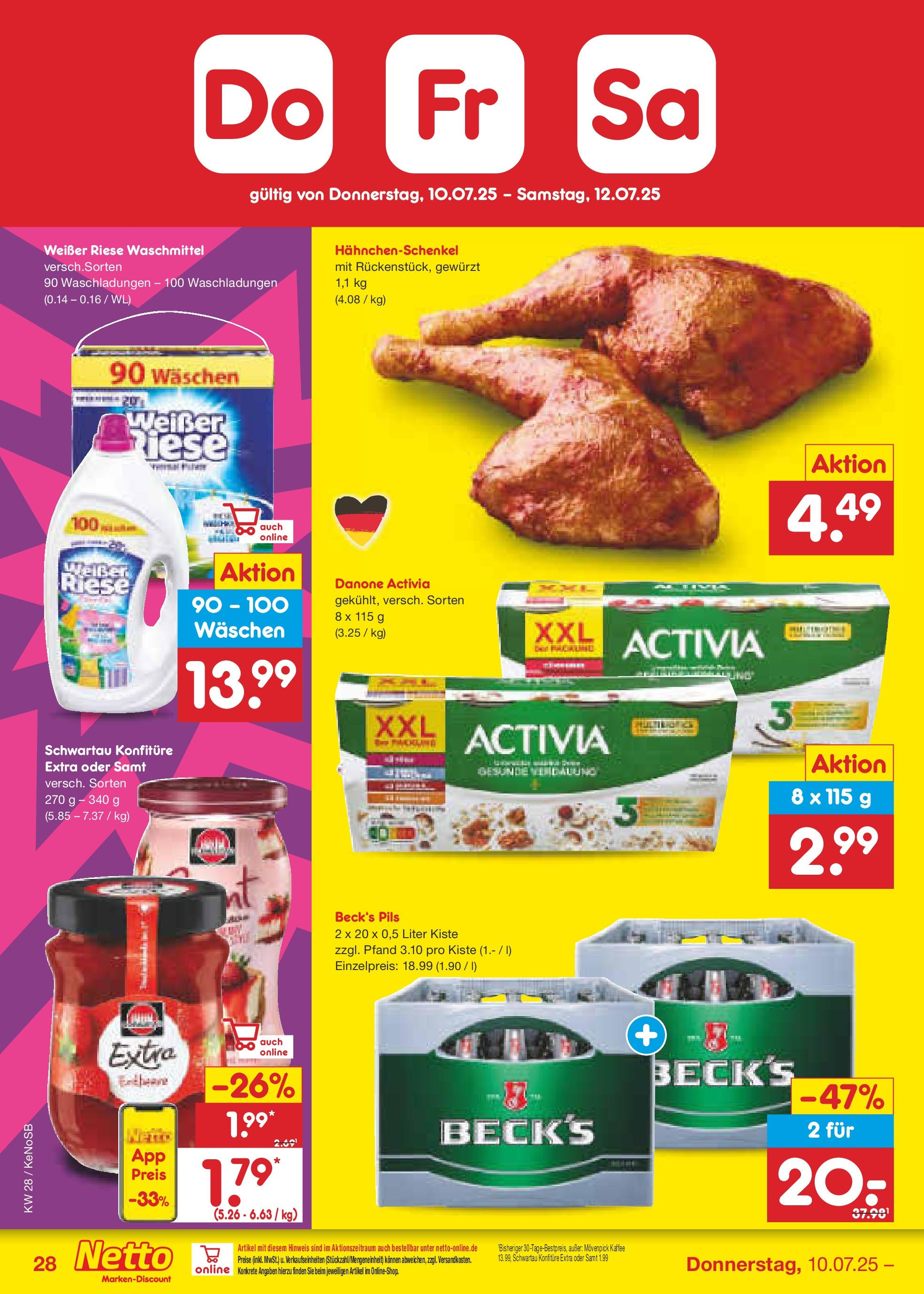 Netto Marken-Discount prospekt Bonn (ab 07.07.2025) » Angebote | Seite: 44 | Produkte: Danone activia, Hahnchenschenkel, Waschmittel, Movenpick kaffee Netto Marken-Discount prospekt Bonn (ab 07.07.2025) » Angebote | Seite: 44 | Produkte: Danone activia, Hahnchenschenkel, Waschmittel, Movenpick kaffee
