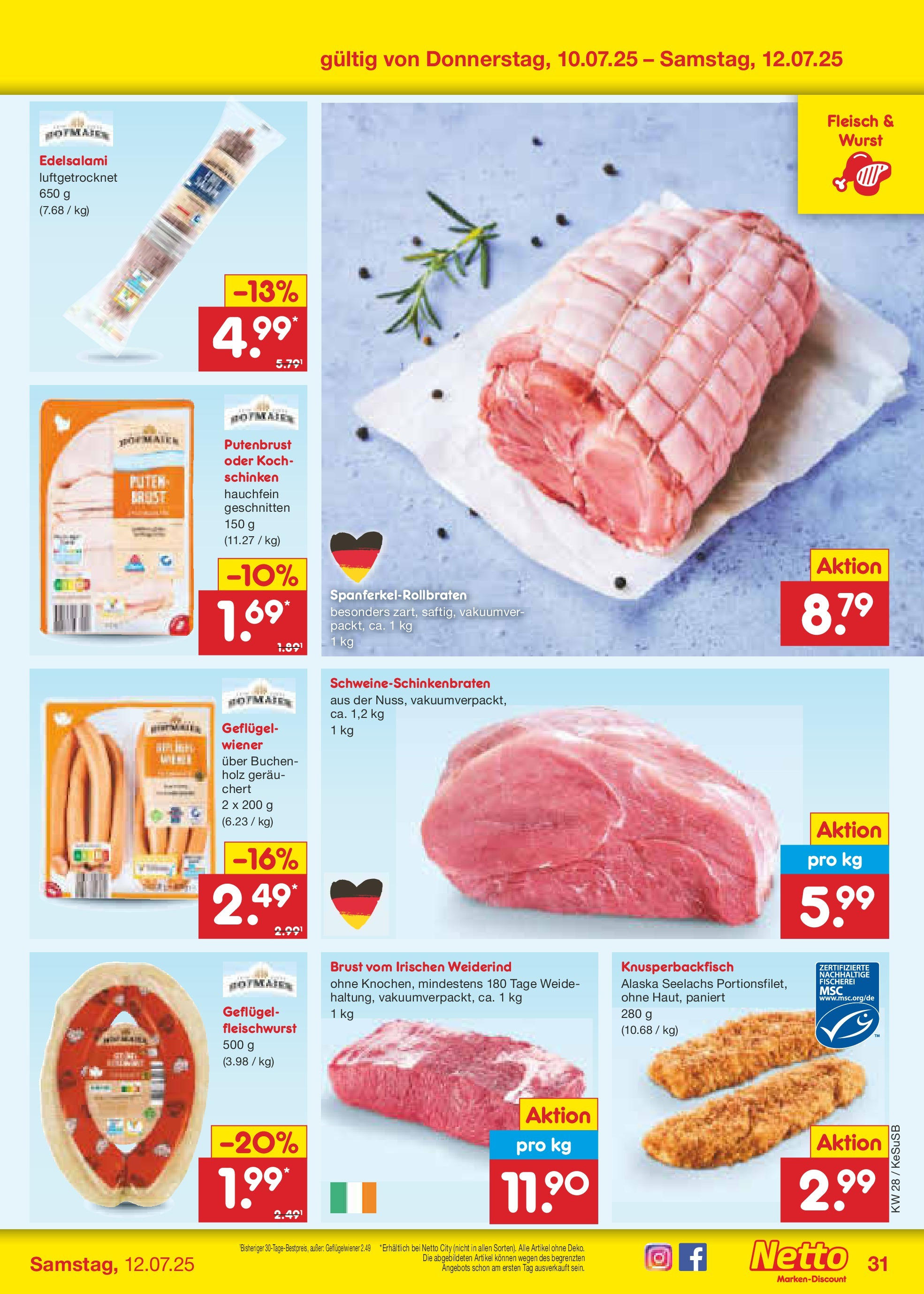 Netto Marken-Discount prospekt Kruft (ab 07.07.2025) » Angebote | Seite: 46 | Produkte: Wurst, Schinken, Fleisch Netto Marken-Discount prospekt Kruft (ab 07.07.2025) » Angebote | Seite: 46 | Produkte: Wurst, Schinken, Fleisch