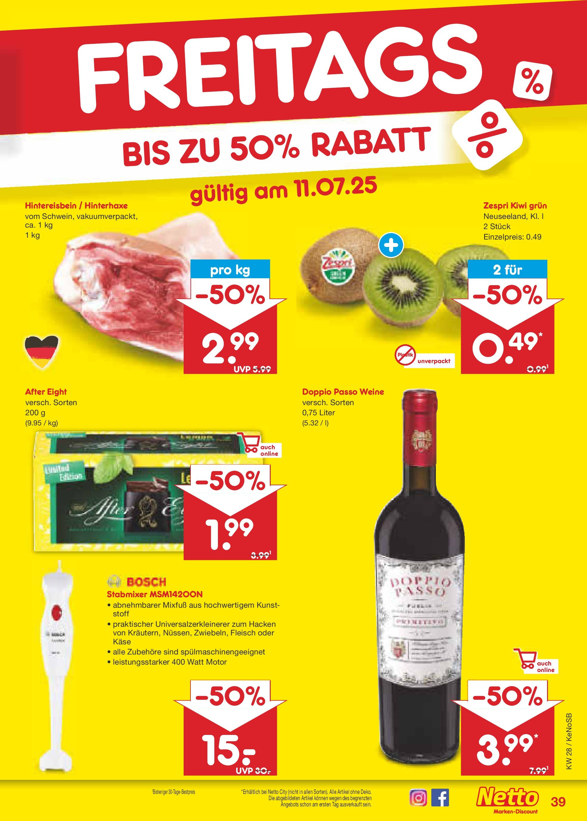 Netto Marken-Discount prospekt Bonn (ab 07.07.2025) » Angebote | Seite: 57 | Produkte: Bosch, Kiwi, Stabmixer, Fleisch Netto Marken-Discount prospekt Bonn (ab 07.07.2025) » Angebote | Seite: 57 | Produkte: Bosch, Kiwi, Stabmixer, Fleisch