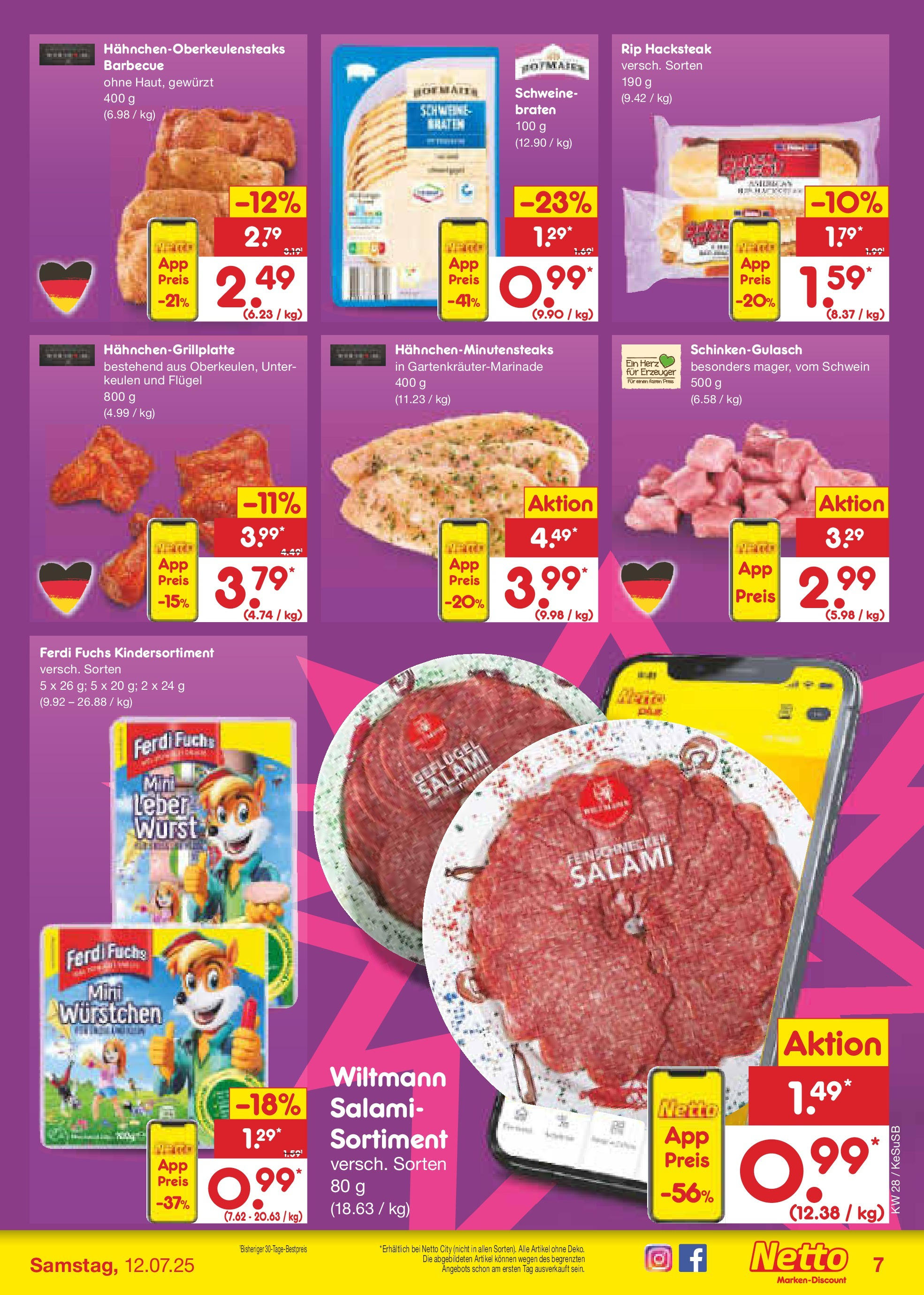 Netto Marken-Discount prospekt Kruft (ab 07.07.2025) » Angebote | Seite: 58 | Produkte: Wurst, Salami Netto Marken-Discount prospekt Kruft (ab 07.07.2025) » Angebote | Seite: 58 | Produkte: Wurst, Salami