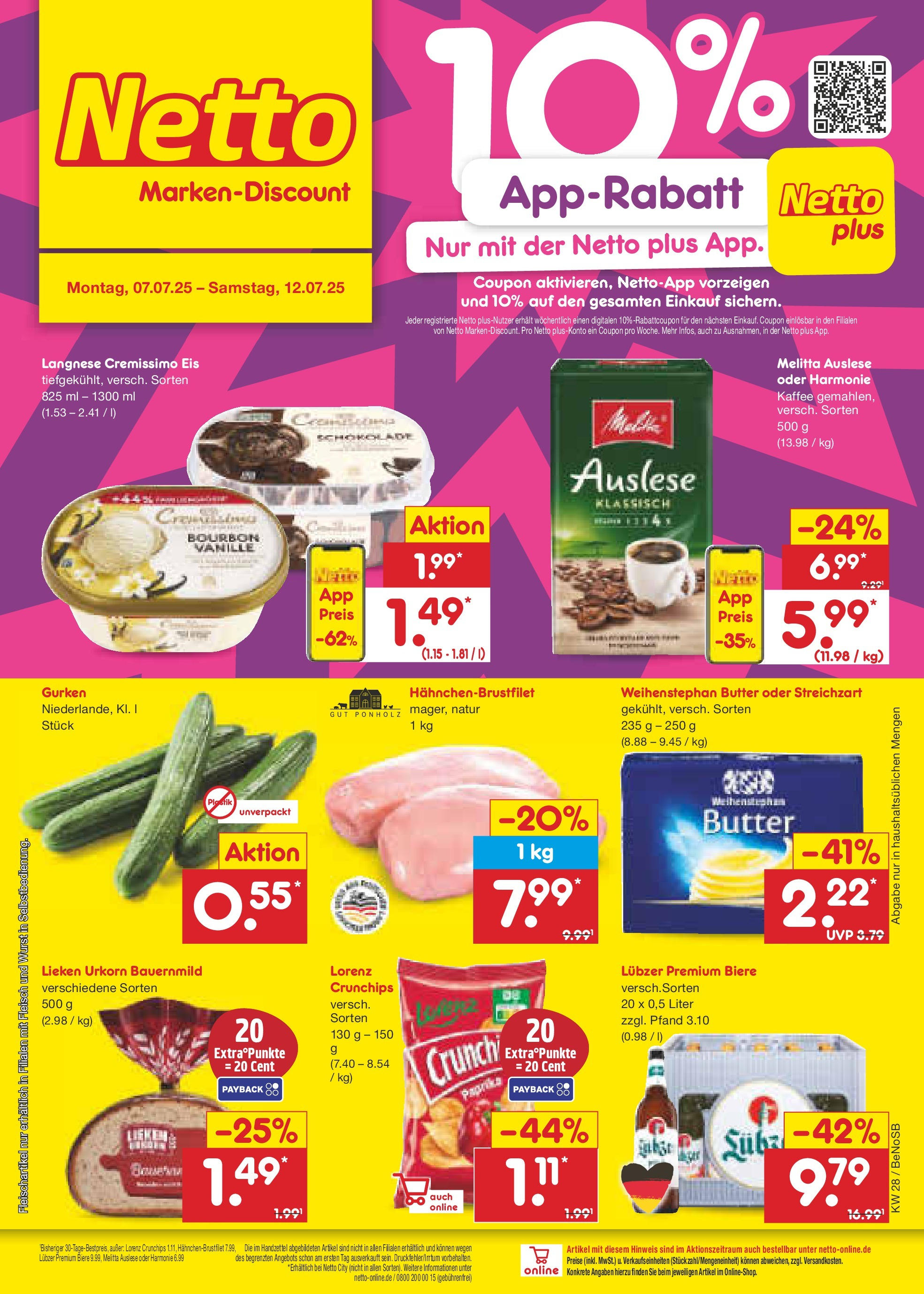 Netto Marken-Discount prospekt Bergen Auf Rügen (ab 06.07.2025) » Angebote | Seite: 1 | Produkte: Kaffee, Weihenstephan butter, Lorenz crunchips, Eis Netto Marken-Discount prospekt Bergen Auf Rügen (ab 06.07.2025) » Angebote | Seite: 1 | Produkte: Kaffee, Weihenstephan butter, Lorenz crunchips, Eis