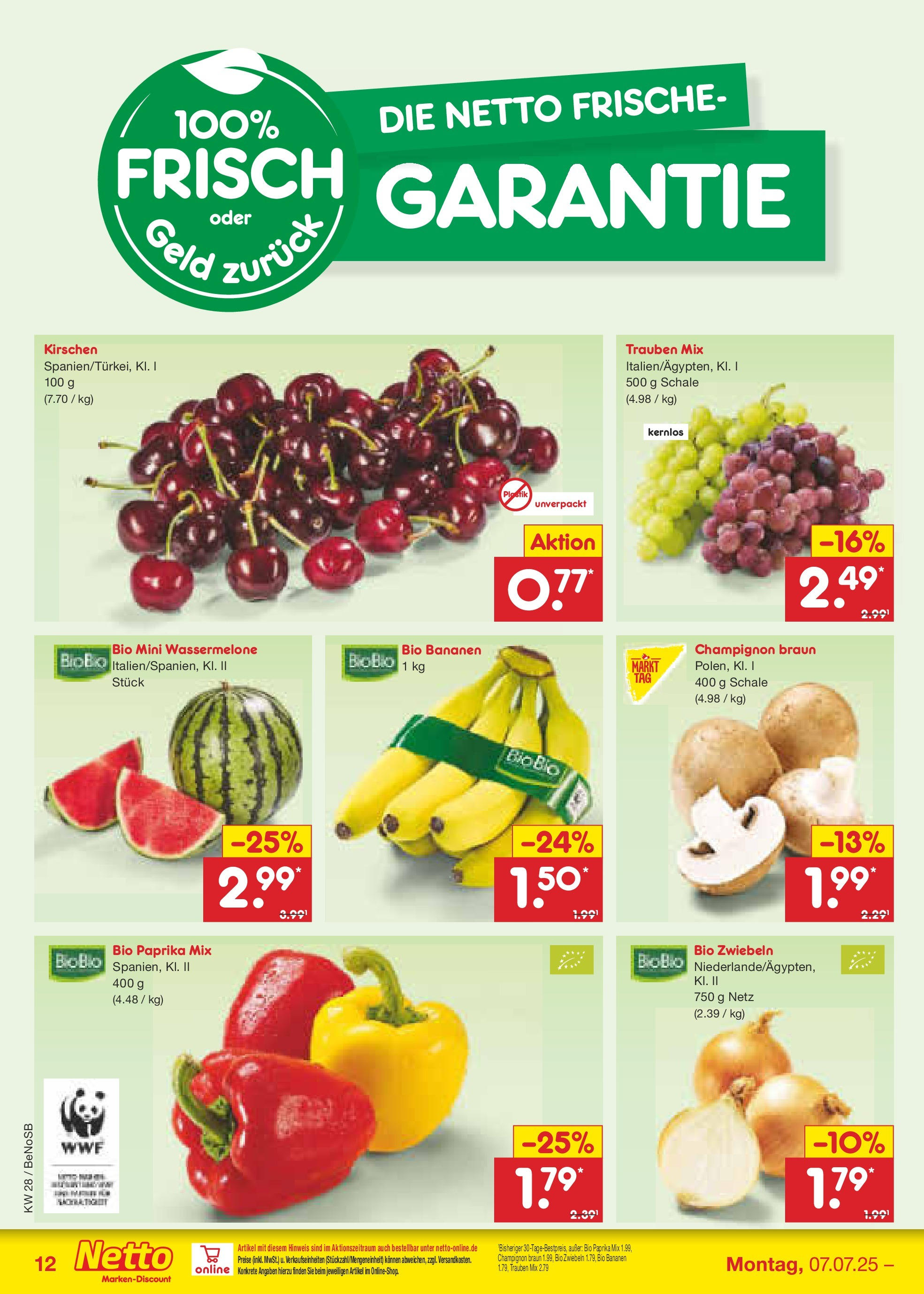 Netto Marken-Discount prospekt Bergen Auf Rügen (ab 06.07.2025) » Angebote | Seite: 14 | Produkte: Trauben, Bananen, Kirschen, Zwiebeln Netto Marken-Discount prospekt Bergen Auf Rügen (ab 06.07.2025) » Angebote | Seite: 14 | Produkte: Trauben, Bananen, Kirschen, Zwiebeln