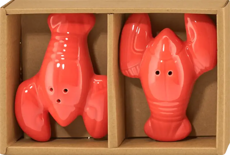 BOLTZE Salz- & Pfefferstreuer aus Keramik "Hummer", korall (10,5x8x4 cm)