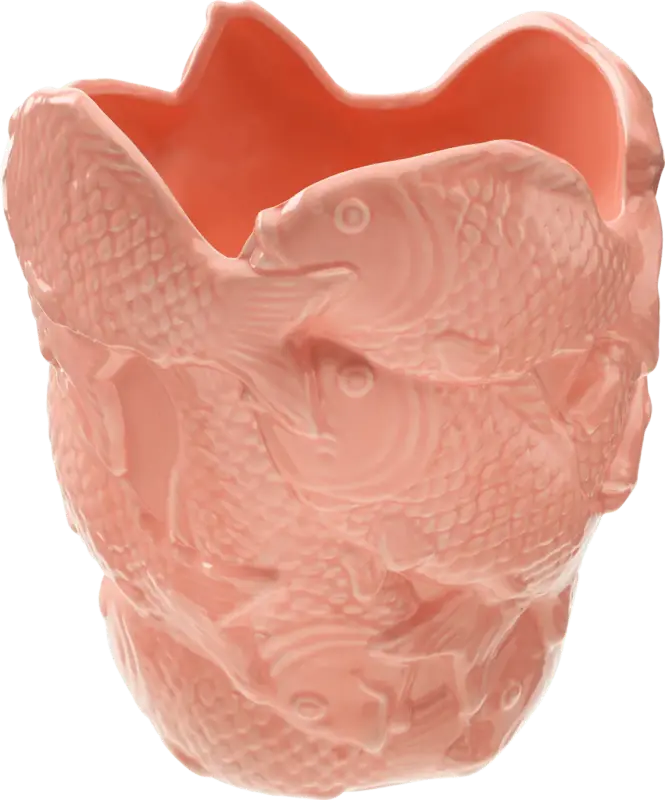 BOLTZE Übertopf aus Keramik "Fische", peach (22x19 cm)