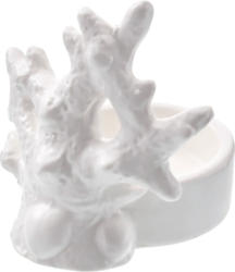 BOLTZE Teelichthalter aus Keramik "Koralle", weiß (9x8,5x9 cm)