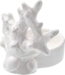 BOLTZE Teelichthalter aus Keramik "Koralle", weiß (9x8,5x9 cm)