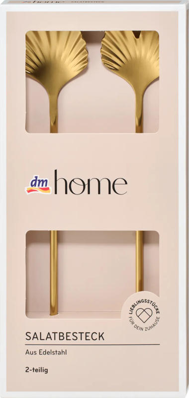 dm home Salatbesteck-Set aus Metall "Muschel", gold (30x13x3 cm)