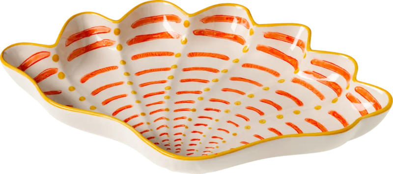 dm home Servierplatte aus Keramik "Muschel", orange/gelb (30,5x20,5x4 cm)