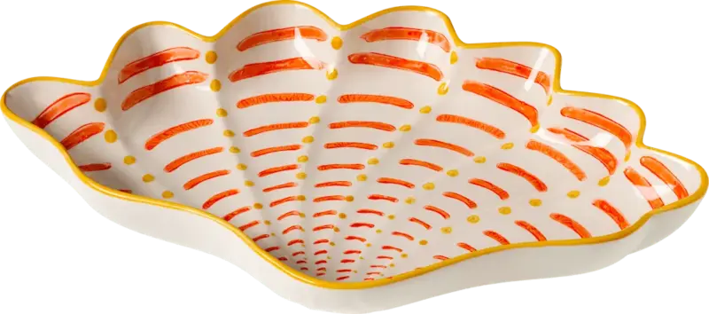 dm home Servierplatte aus Keramik "Muschel", orange/gelb (30,5x20,5x4 cm)