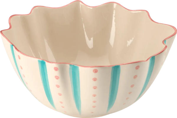 dm home Salatschüssel aus Keramik "Muschel", blau/weiß (25x12 cm)