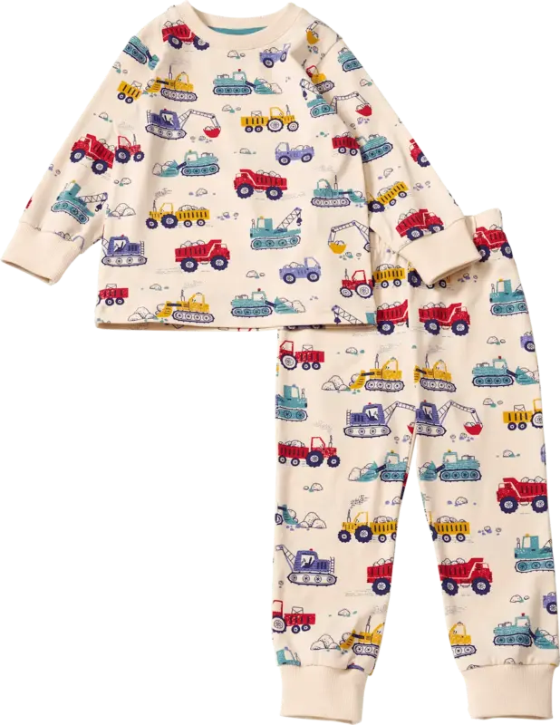 ALANA Schlafanzug Pro Climate mit Baustellenfahrzeug-Muster, beige, Gr. 98