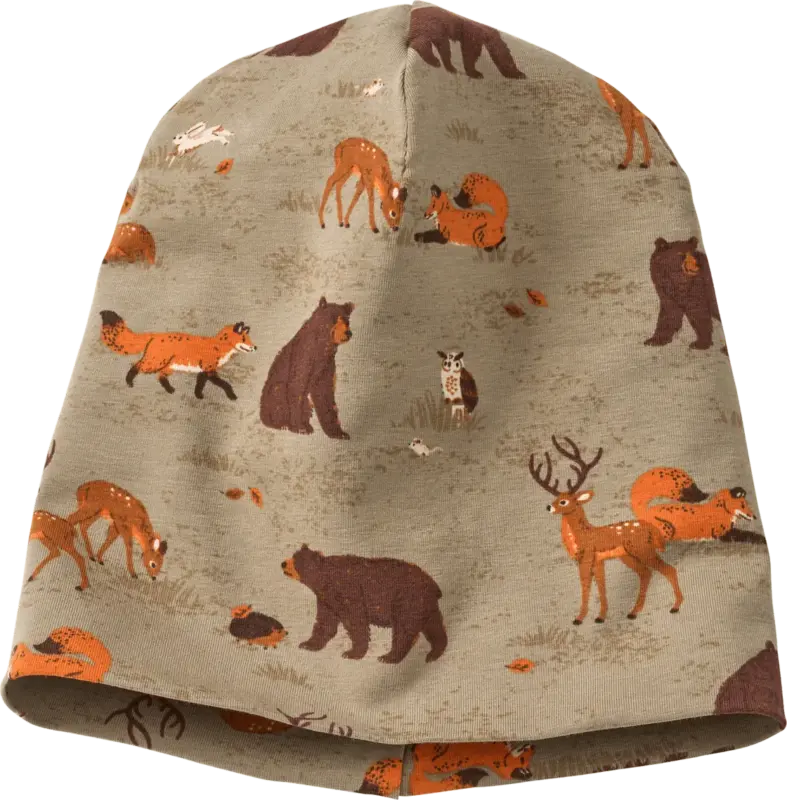ALANA Mütze Pro Climate mit Waldtier-Muster, braun & grün, Gr. 54/55
