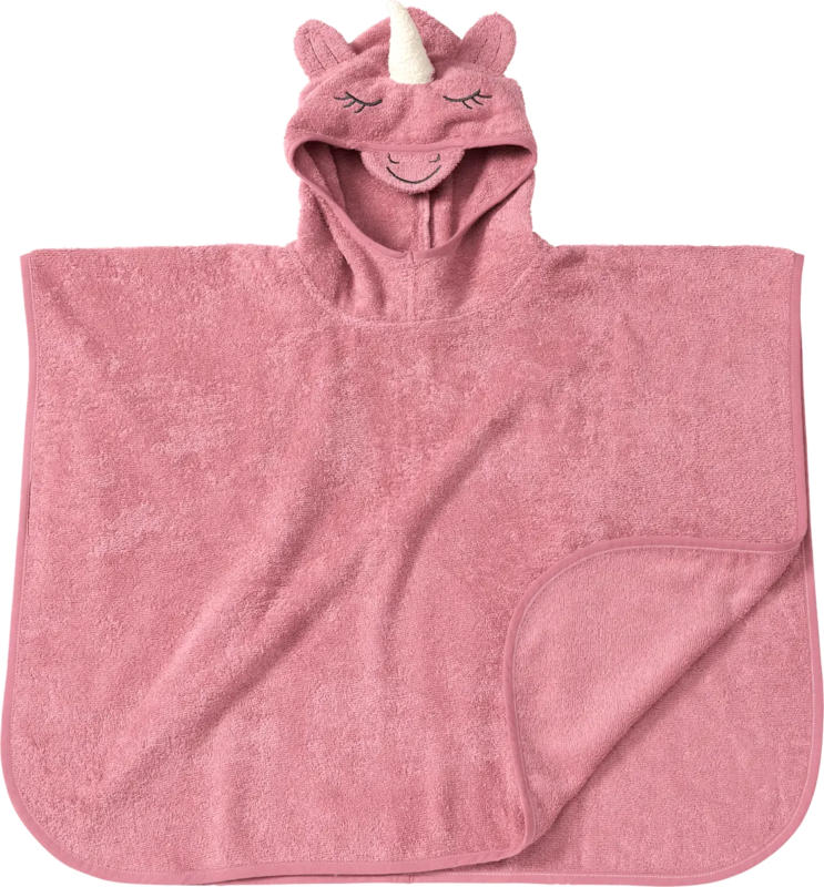 ALANA Badeponcho mit 3D-Einhorn-Applikation & Ärmel, rosa, Gr. 0, ca. 1 - 4 Jahre