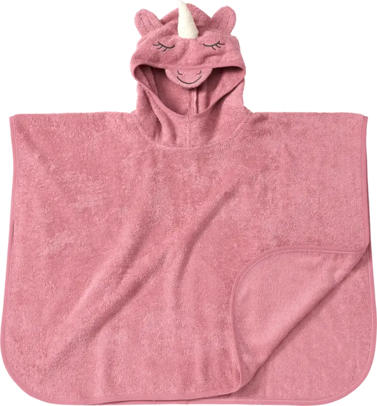 ALANA Badeponcho mit 3D-Einhorn-Applikation & Ärmel, rosa, Gr. 0, ca. 1 - 4 Jahre