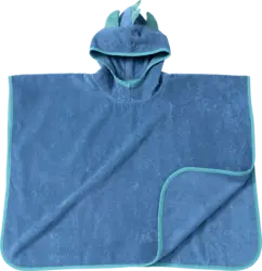 ALANA Badeponcho mit 3D-Dino-Applikation, blau, Gr. 0, ca. 1 - 4 Jahre