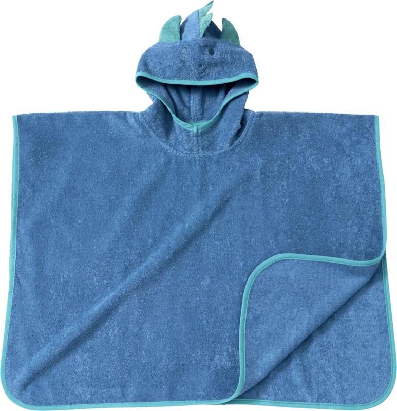 ALANA Badeponcho mit 3D-Dino-Applikation, blau, Gr. 0, ca. 1 - 4 Jahre